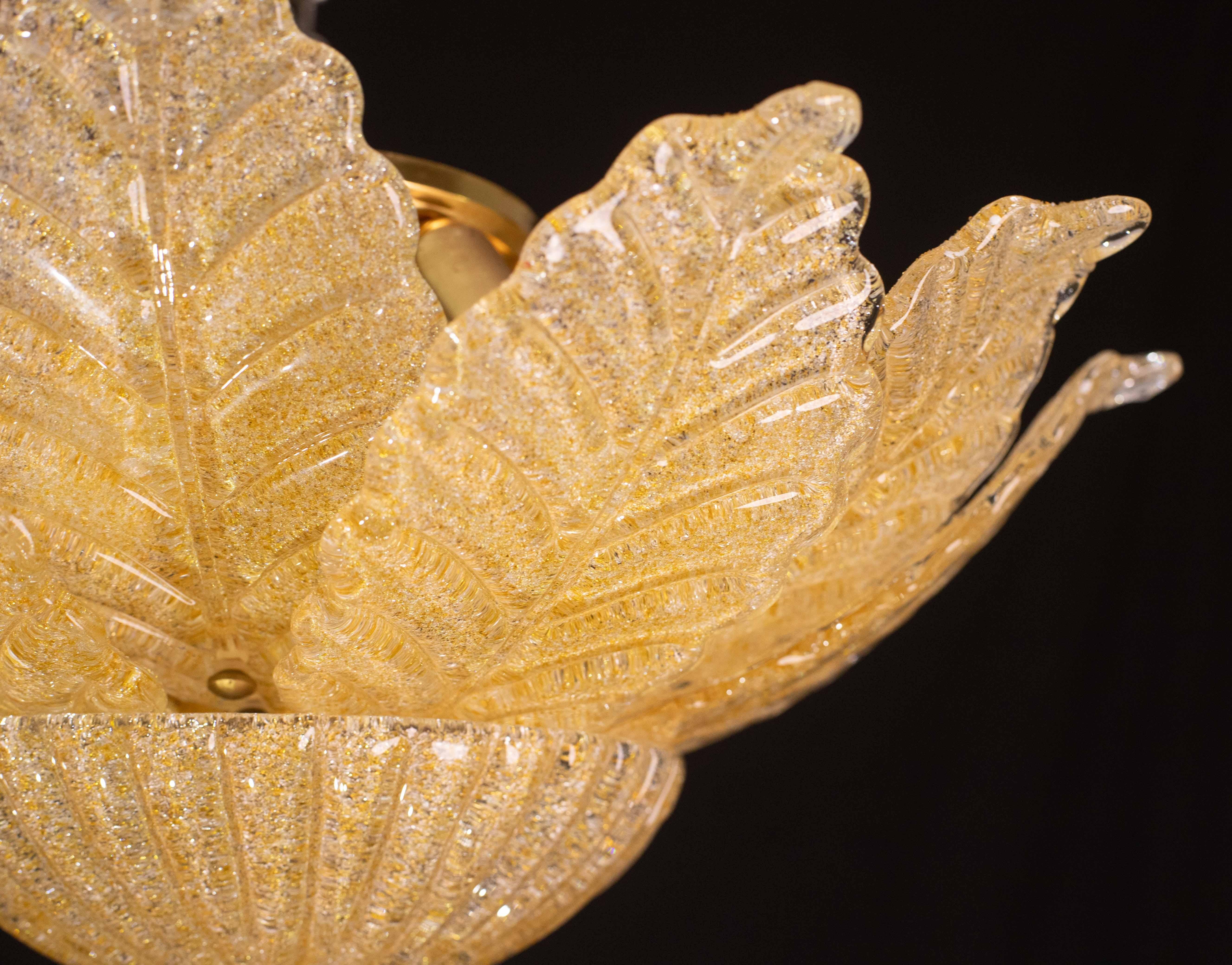 Roma, Lámpara de Techo o Empotrable de Cristal Dorado de Murano, Década de 1970 en venta 1