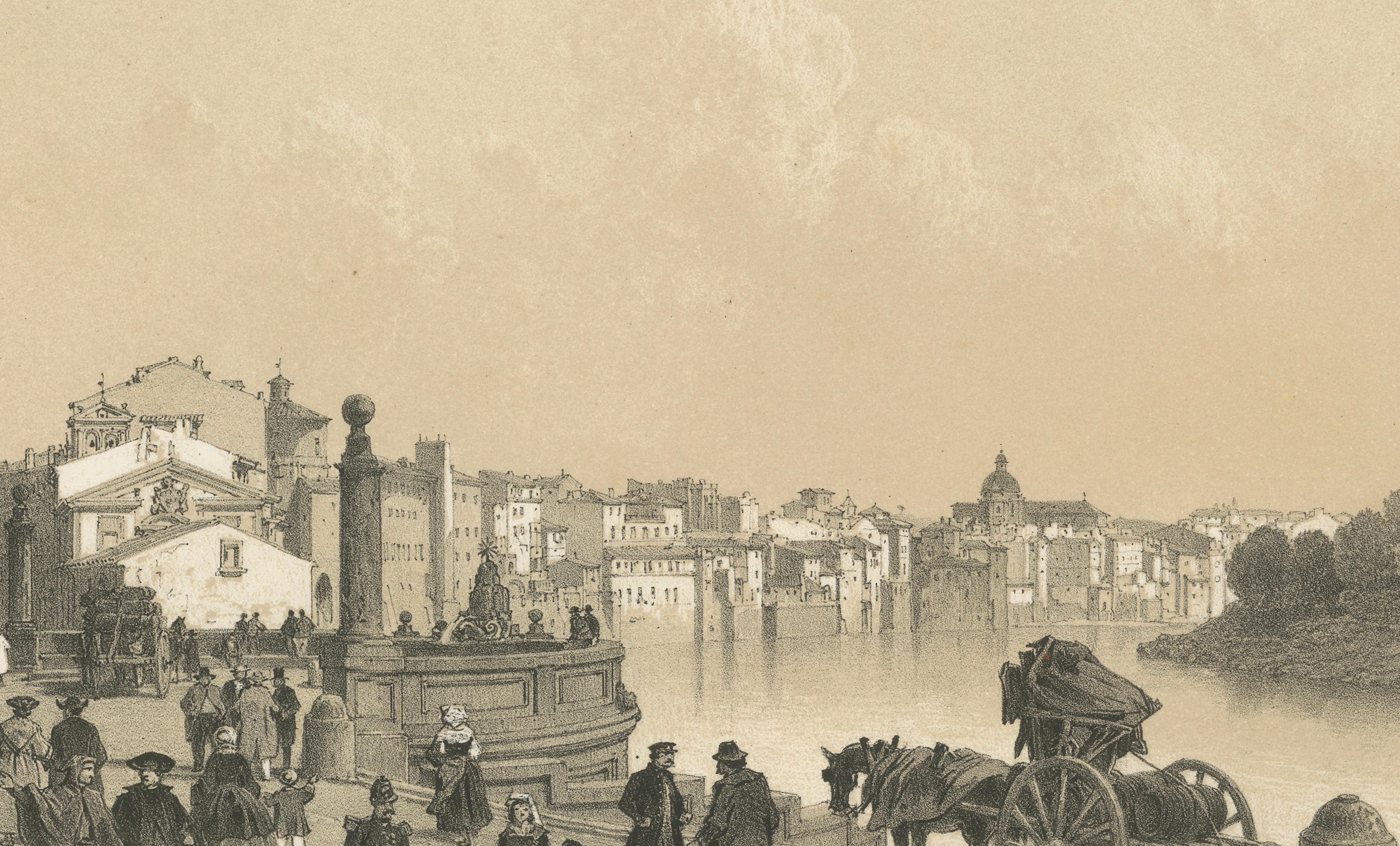Rome on the Tiber – Lively Porto di Ripetta Scene, Benoist 1869