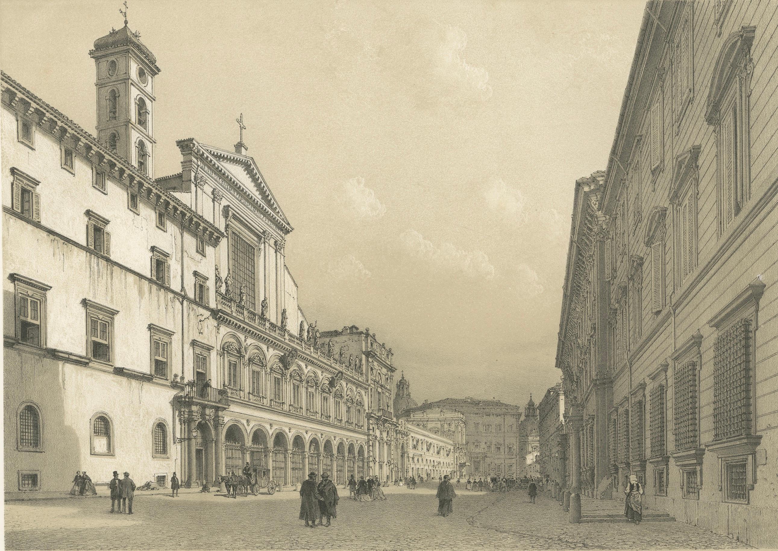 Rome Piazza Santi Apostoli – Grand Architectural View, Benoist 1869