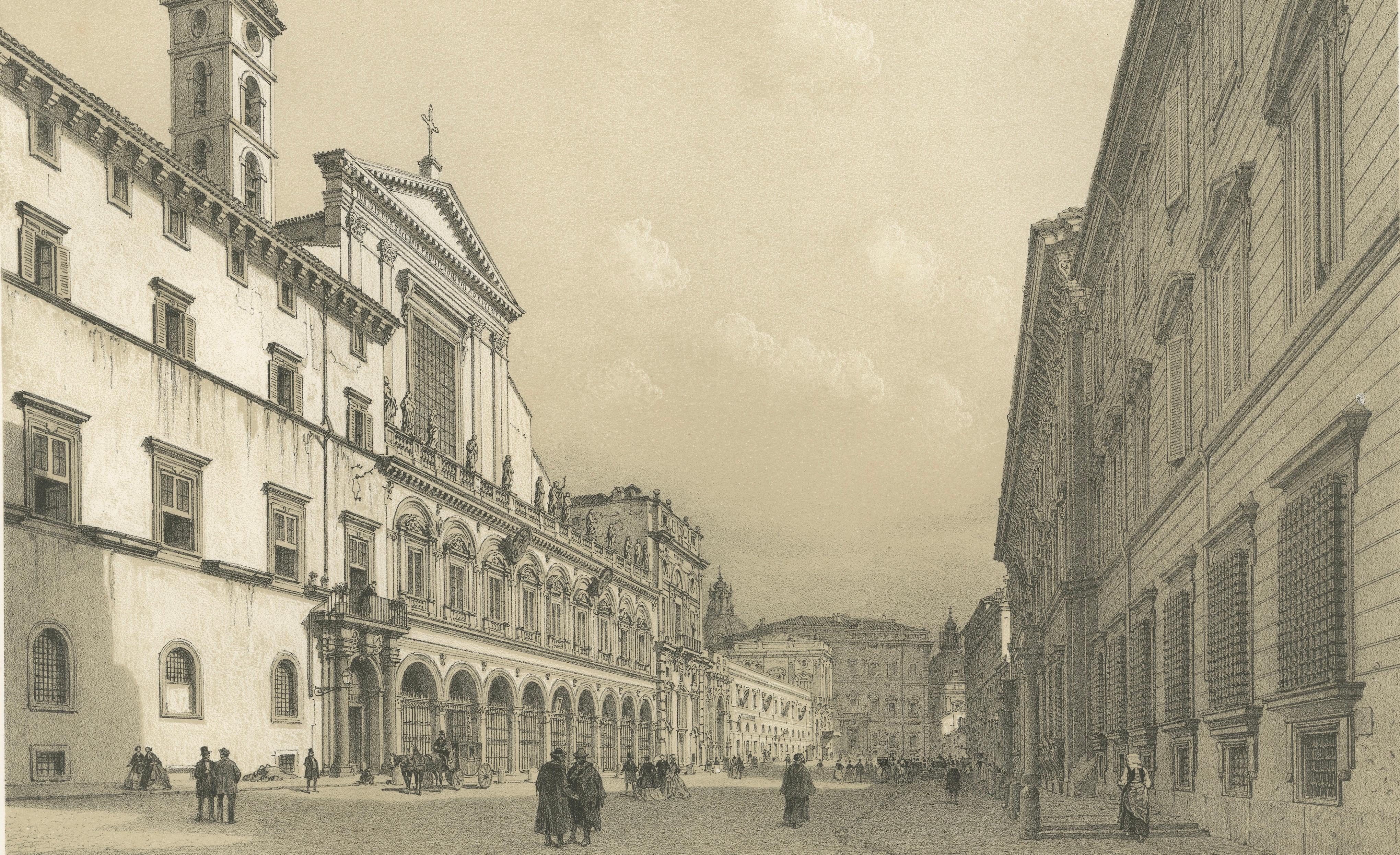Rome Piazza Santi Apostoli – Grand Architectural View, Benoist 1869