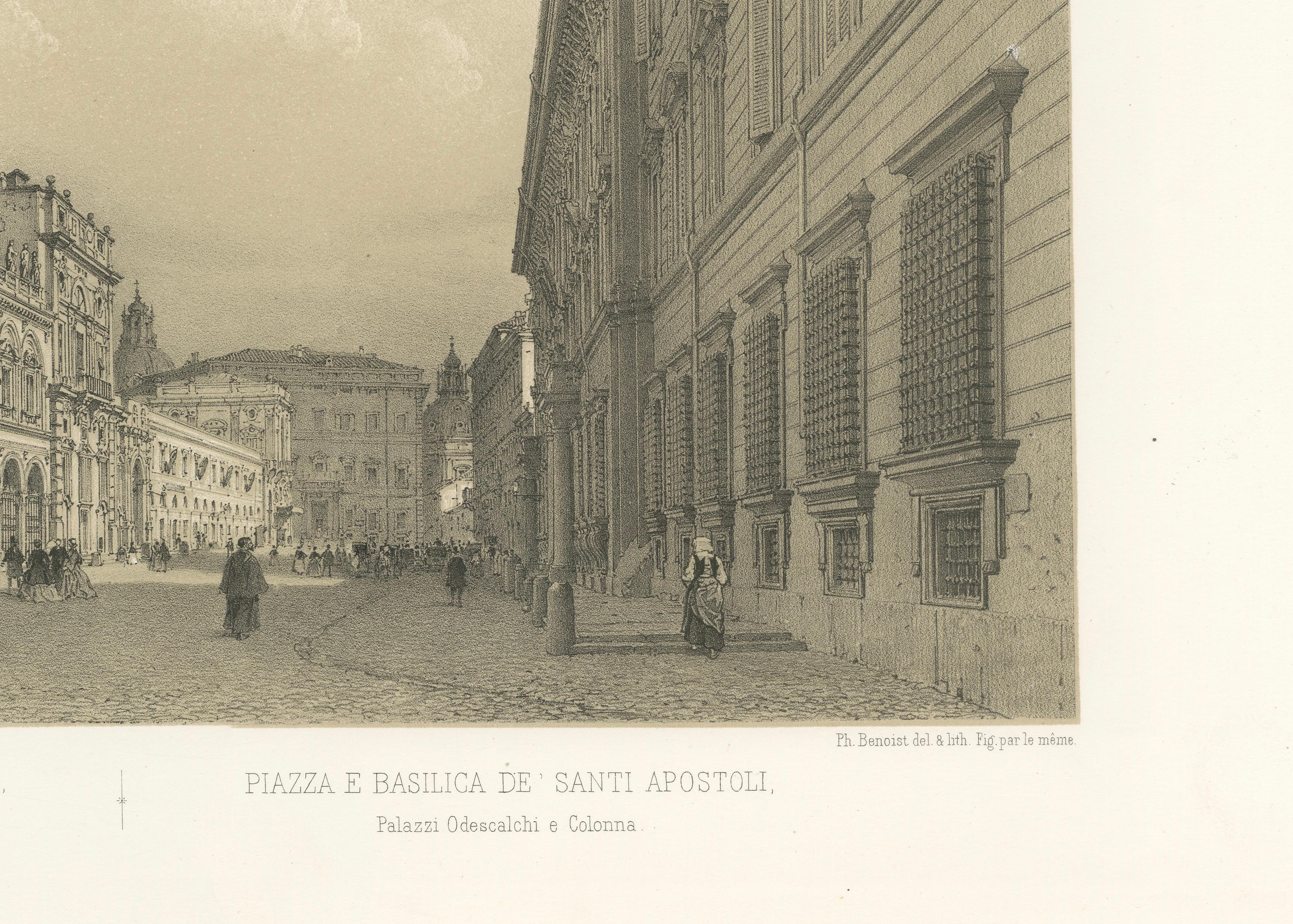 Rome Piazza Santi Apostoli – Grand Architectural View, Benoist 1869
