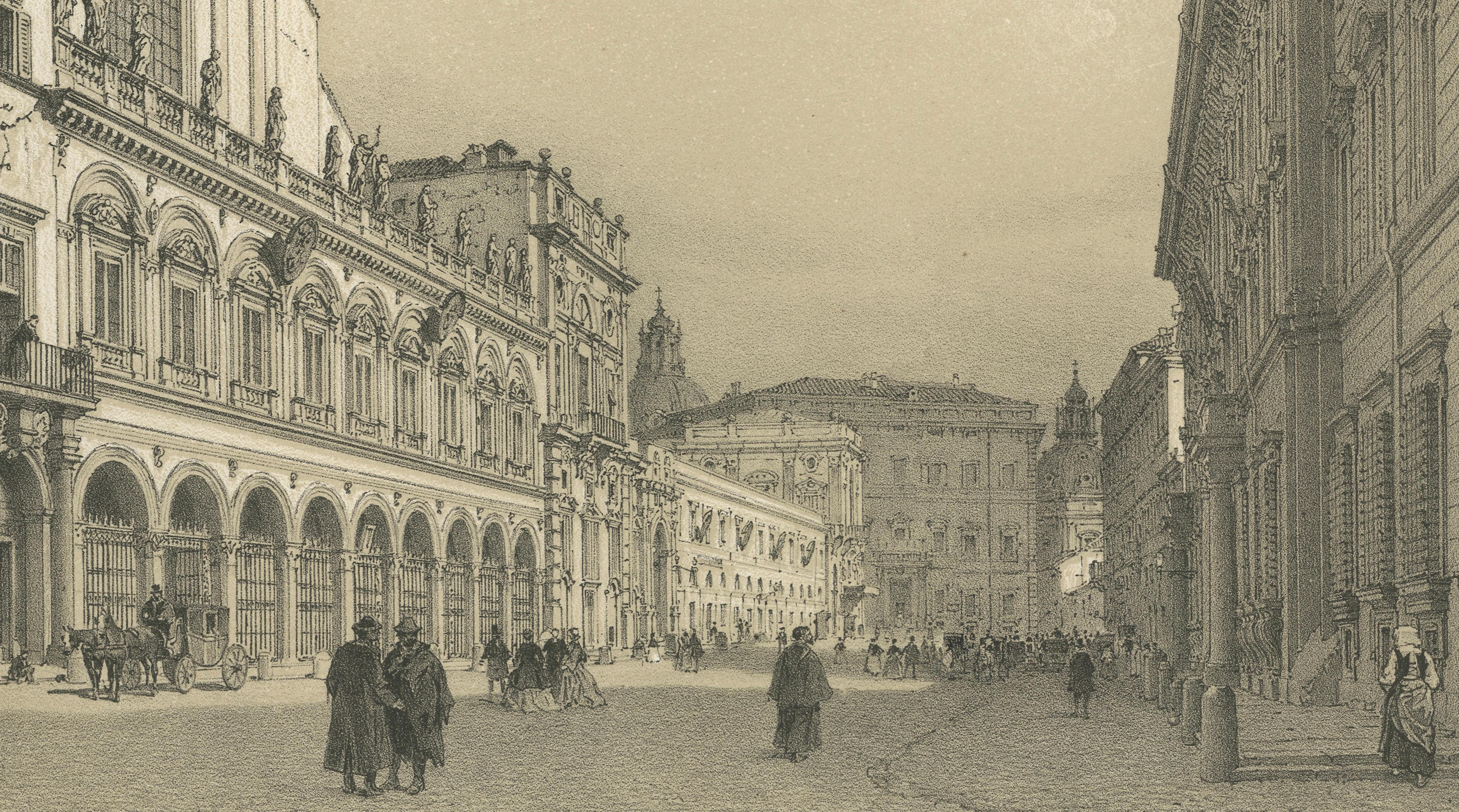 Rome Piazza Santi Apostoli – Grand Architectural View, Benoist 1869