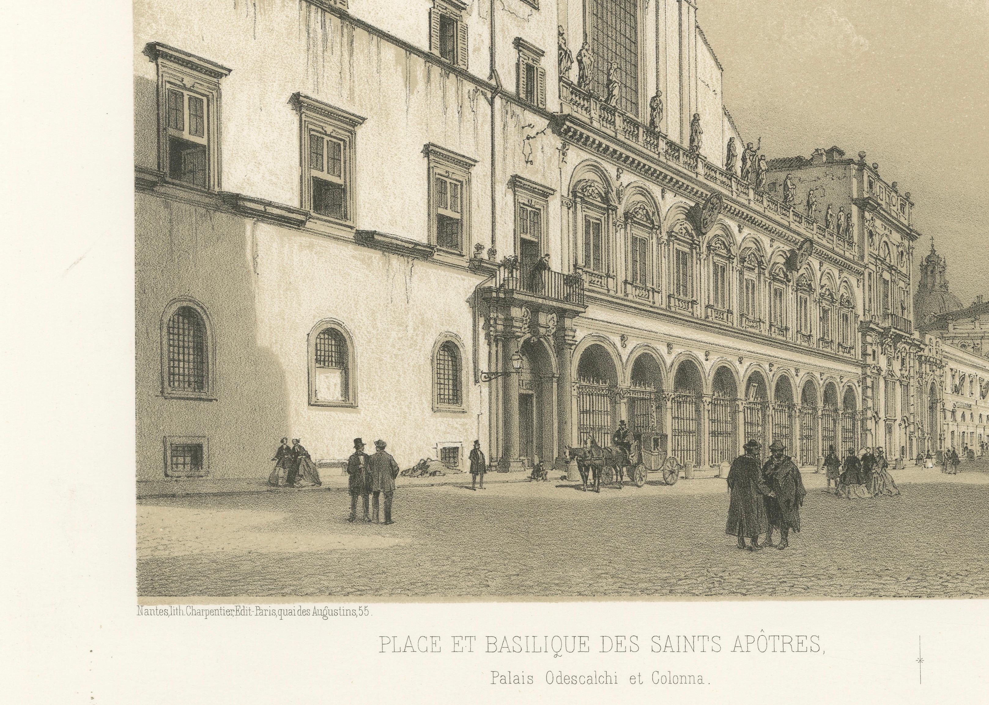 Rome Piazza Santi Apostoli – Grand Architectural View, Benoist 1869