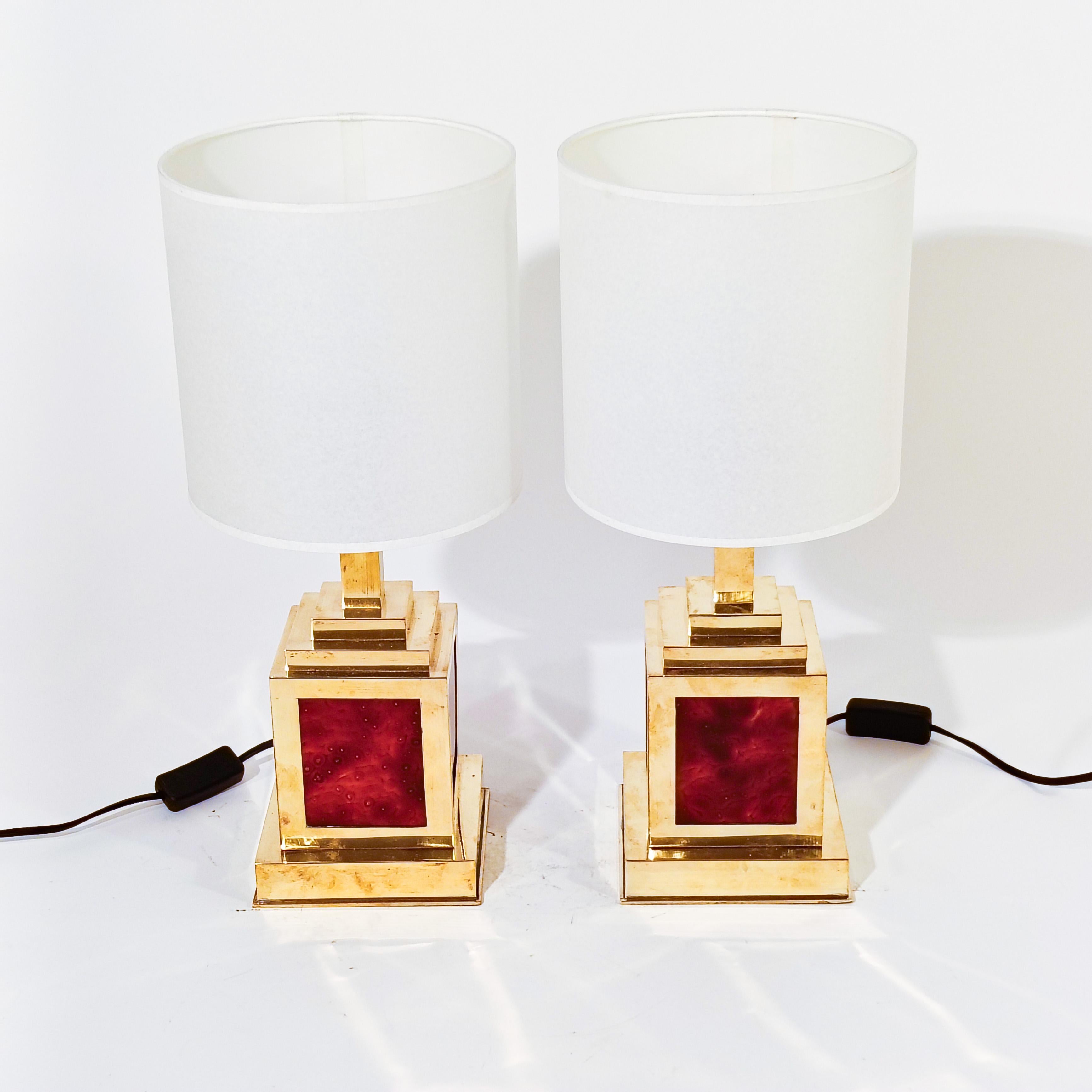 Polished Romeo Rega. Hollywood Regency and Post-Modern table lamps, Italy, 1970s For Sale