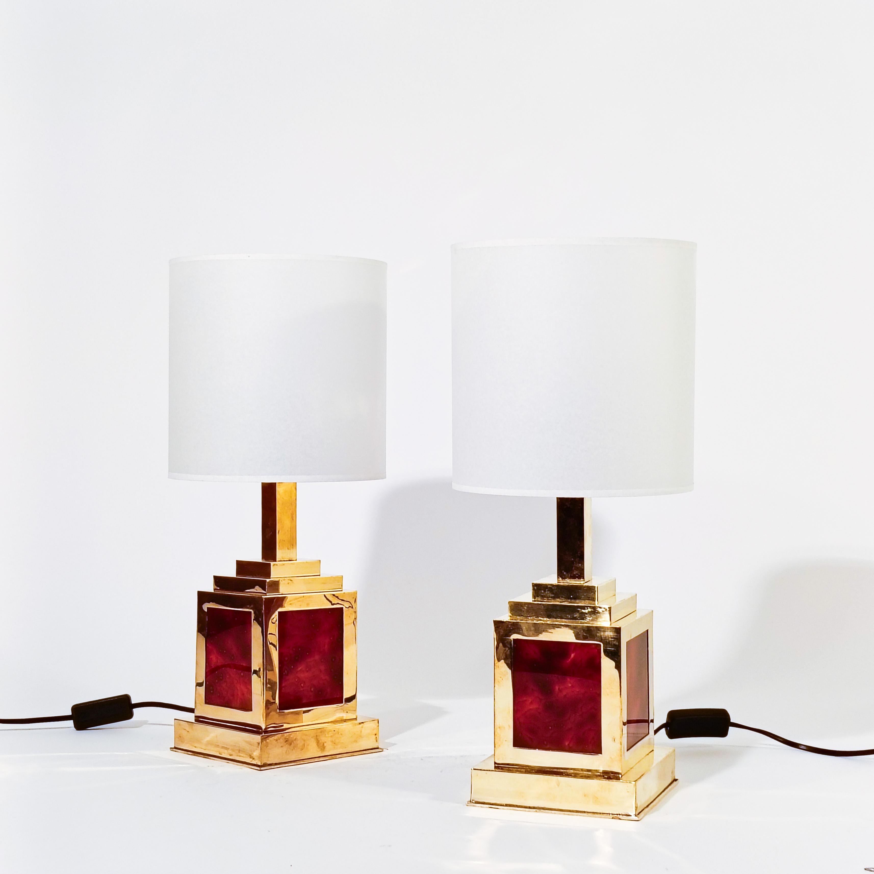 Romeo Rega. Hollywood Regency and Post-Modern table lamps, Italy, 1970s In Good Condition For Sale In SANT ADRIÀ DE BESÒS, ES