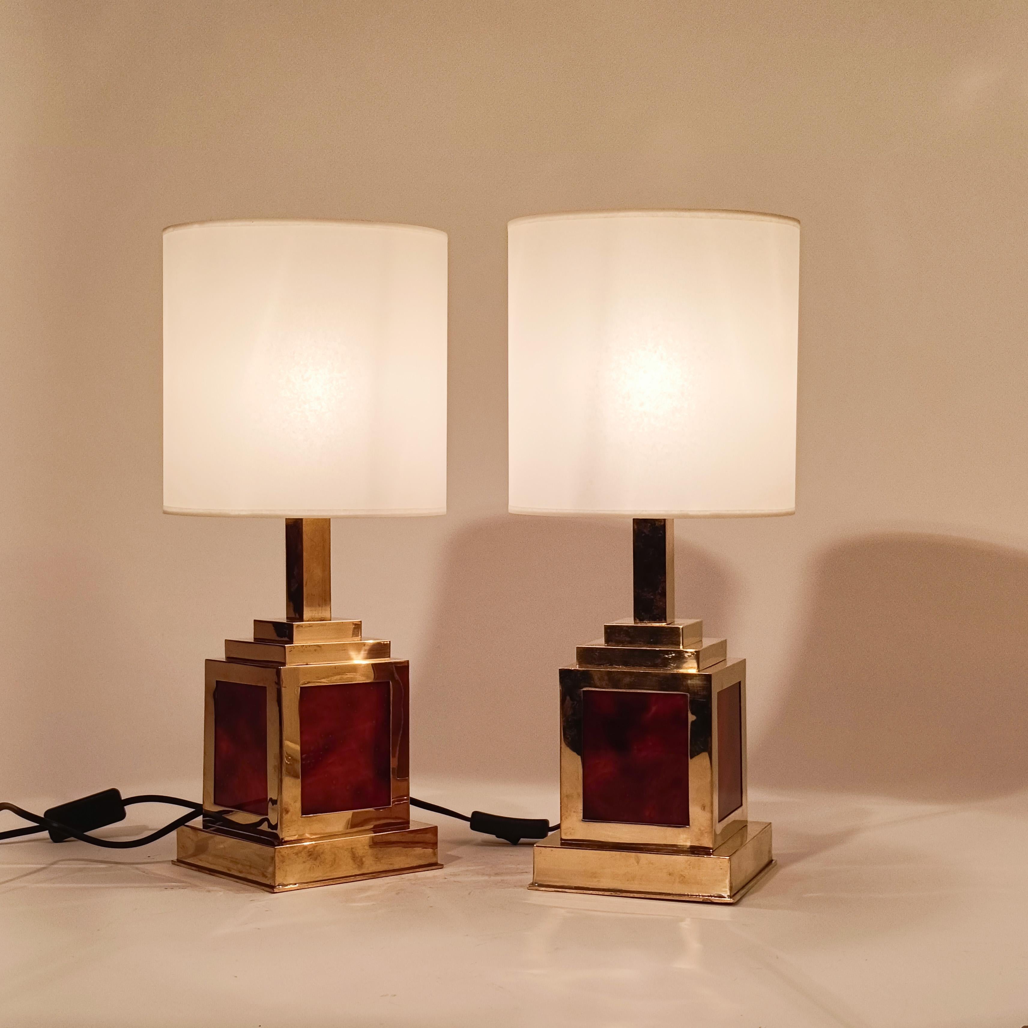 Late 20th Century Romeo Rega. Hollywood Regency and Post-Modern table lamps, Italy, 1970s For Sale