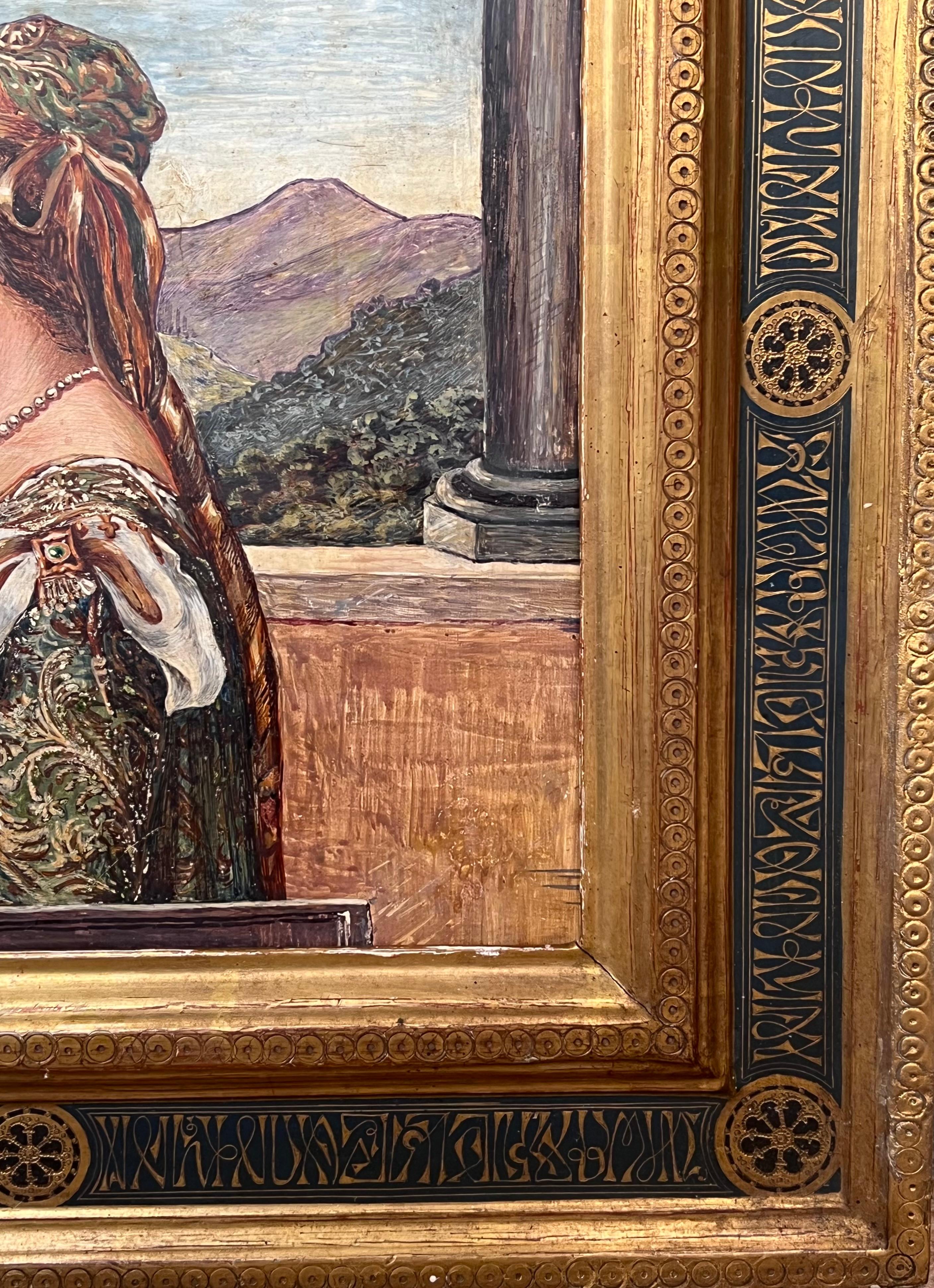 Portrait d'une dame de la Renaissance Classic Medici Style Garden Italian Ornate Frame en vente 1