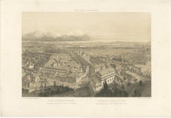 Rome Vatican Palace and Gardens from St Peter’s Dome – Benoist 1869 Lithograph
