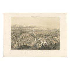 Rome Vatican Palace and Gardens from St Peter’s Dome – Benoist 1869 Lithograph