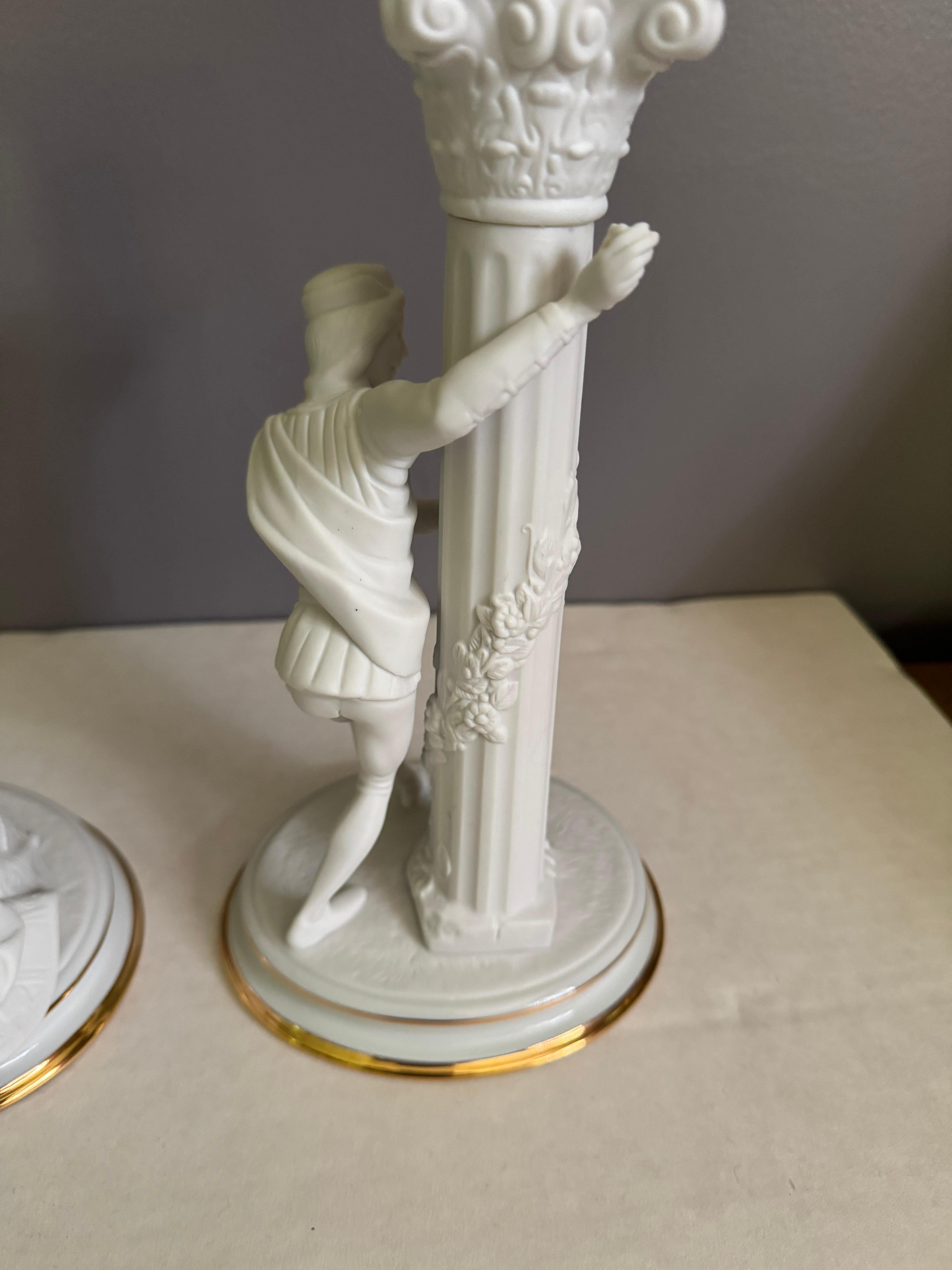 Statuette portacandele Romeo e Giulietta Franklin MInt 1986 in vendita 3