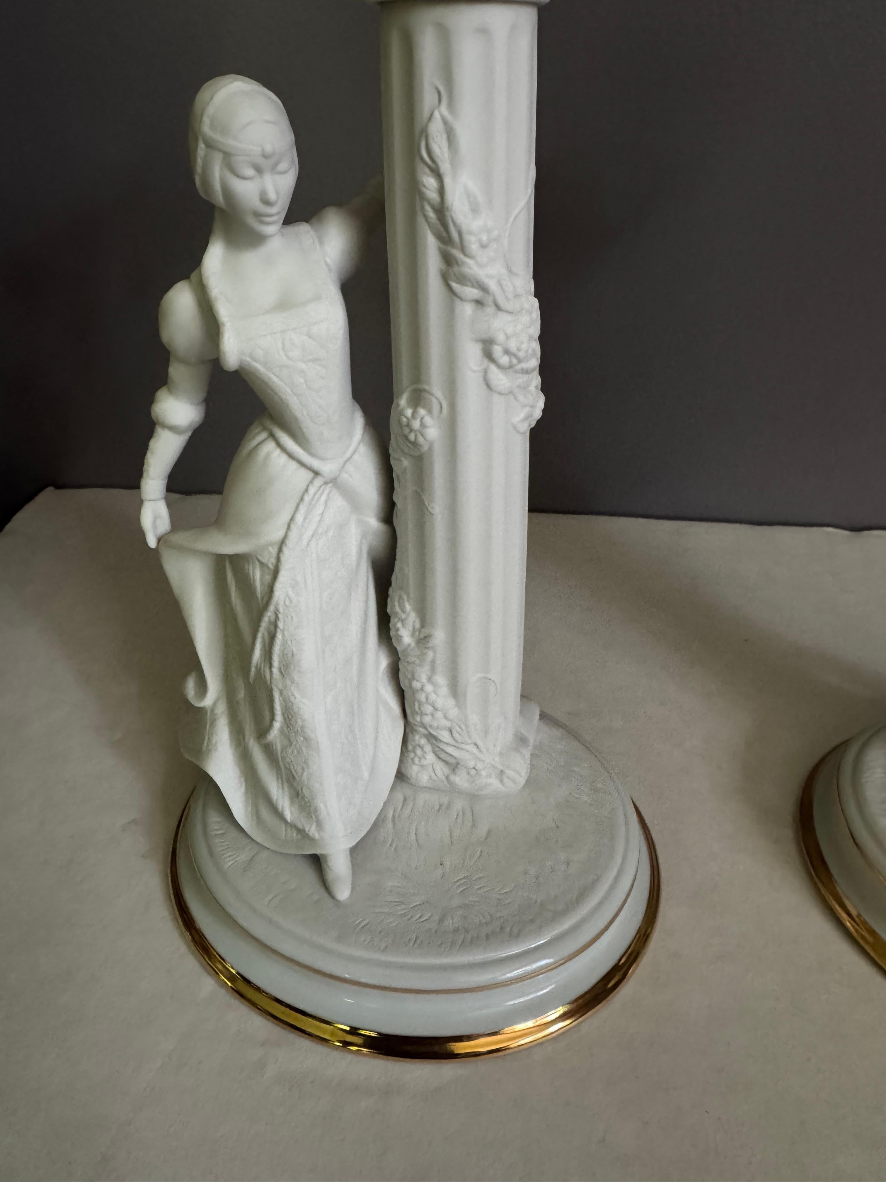 Giapponese Statuette portacandele Romeo e Giulietta Franklin MInt 1986 in vendita