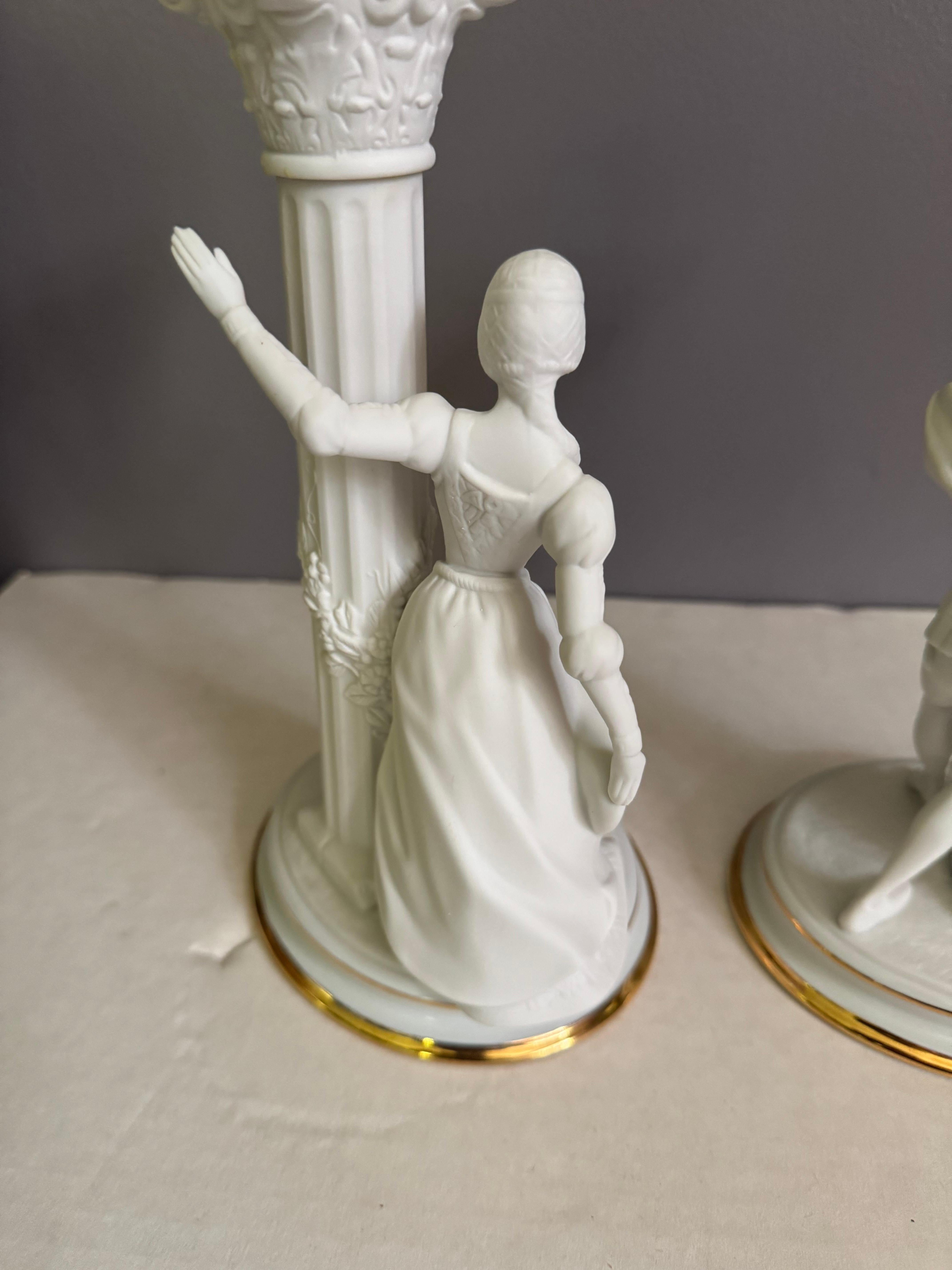 Statuette portacandele Romeo e Giulietta Franklin MInt 1986 in vendita 1