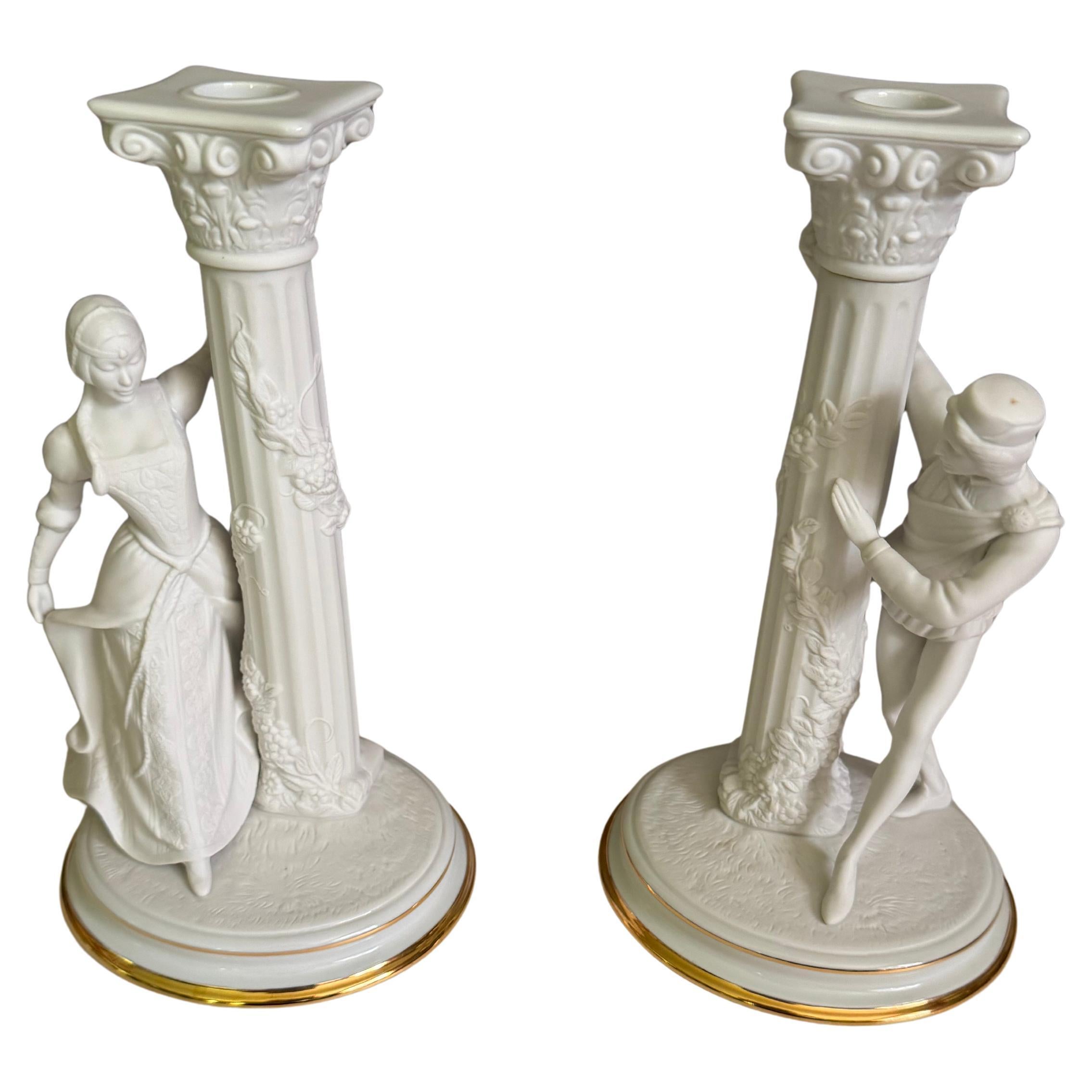 Statuette portacandele Romeo e Giulietta Franklin MInt 1986 in vendita