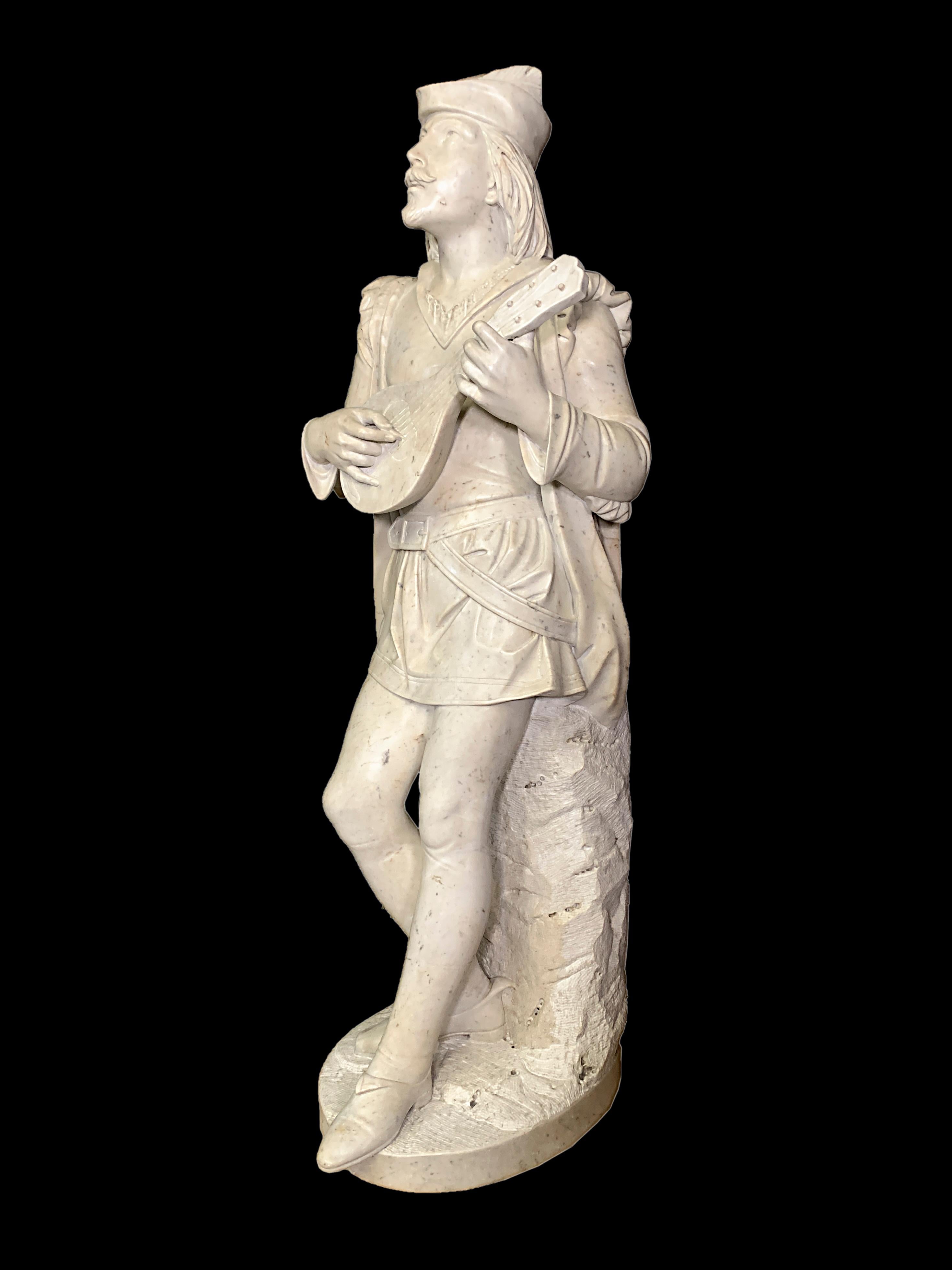Romeo and Juliet, a pair of antique Italian Carved Marble Sculptures For Sale 3