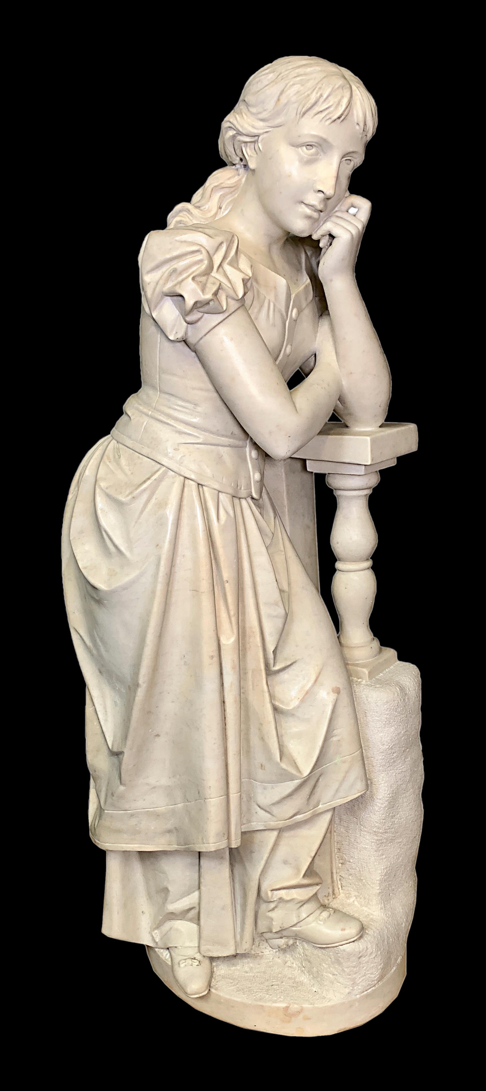 Romeo und Juliet, zwei antike italienische geschnitzte Marmorskulpturen (Handgeschnitzt) im Angebot