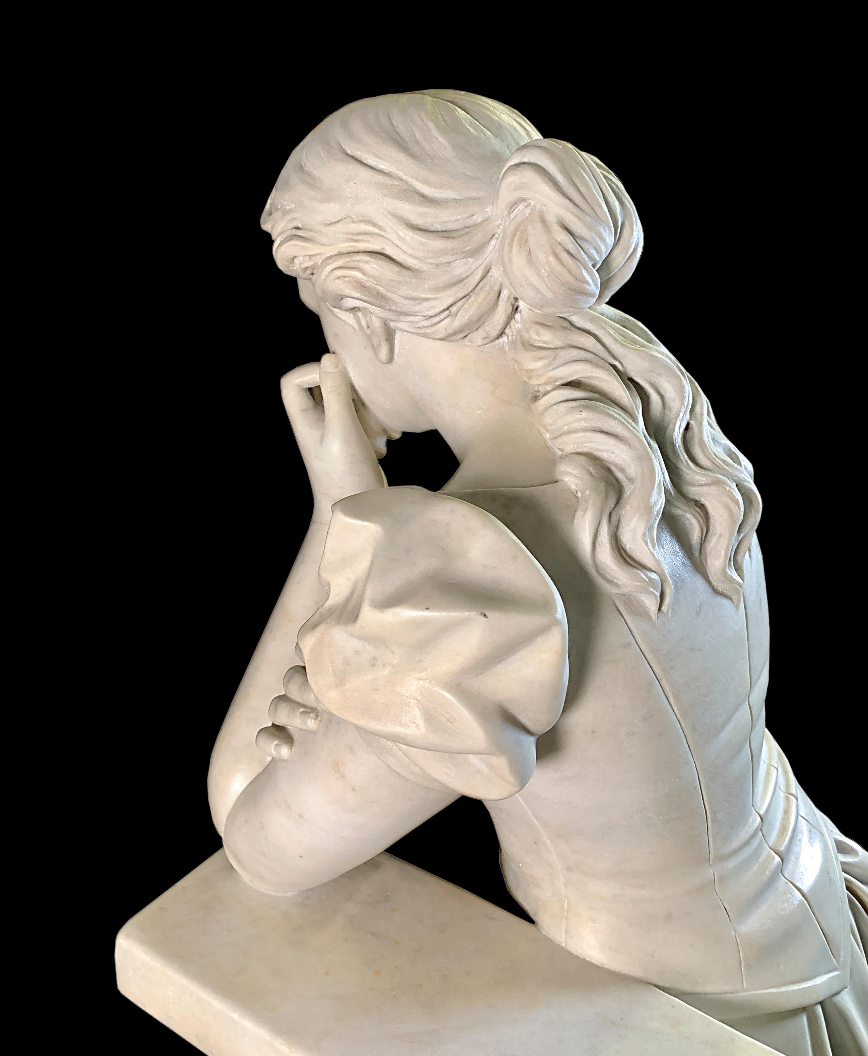 19th Century Romeo and Juliet, a pair of antique Italian Carved Marble Sculptures For Sale