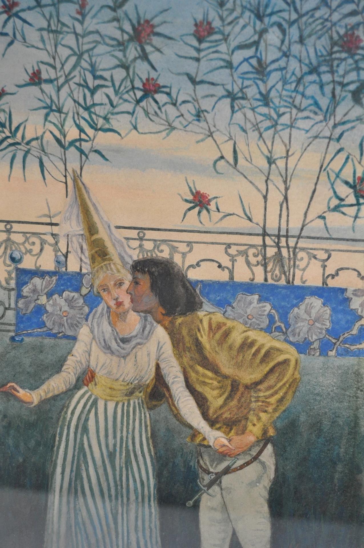 Belle aquarelle romantique Art Nouveau originale de Liam Watson, vers 1910

L'attention portée aux détails est étonnante. Une peinture extraordinaire.

Dimensions : 6 1/2 pouces x 13 pouces. Dimensions du cadre : 12 1/2 pouces x 18