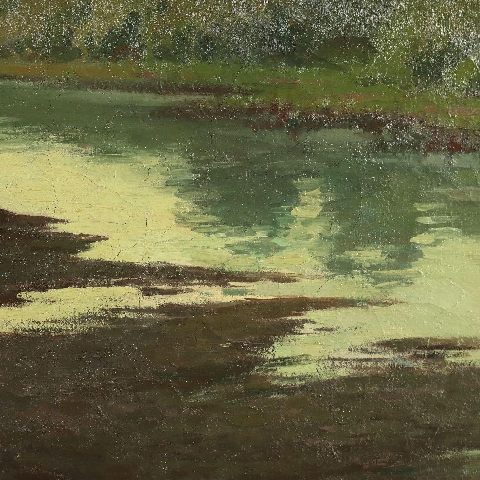 Paisaje con río Siglo XX - Painting Otro estilo de arte de Romeo Borgognoni