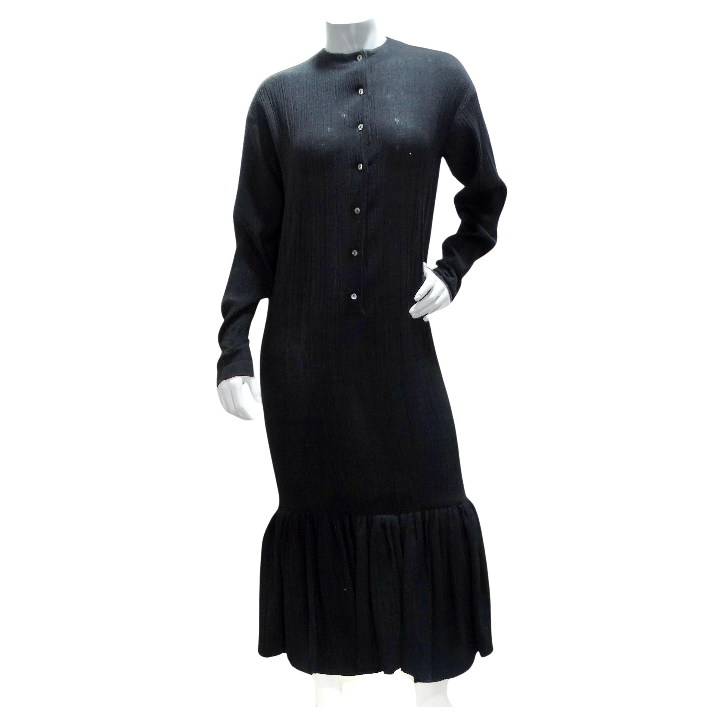 Romeo Gigli 1980s Black Drop Waist Maxi Dress For Sale