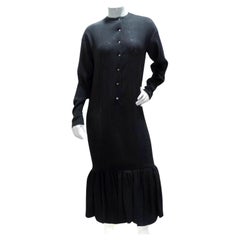 Retro Romeo Gigli 1980s Black Drop Waist Maxi Dress