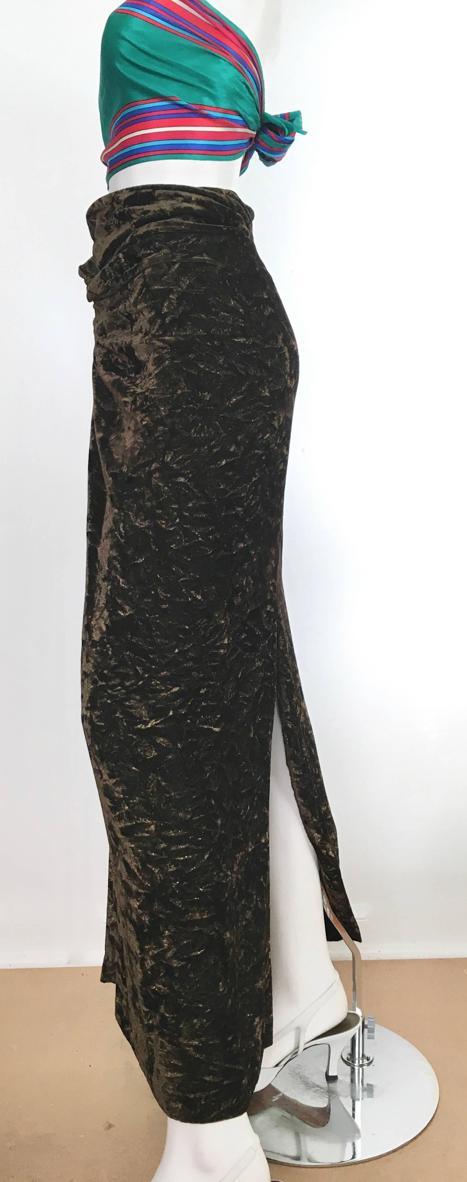 Romeo Gigli 1980s Brown Velvet Long Skirt Size 6. For Sale 6