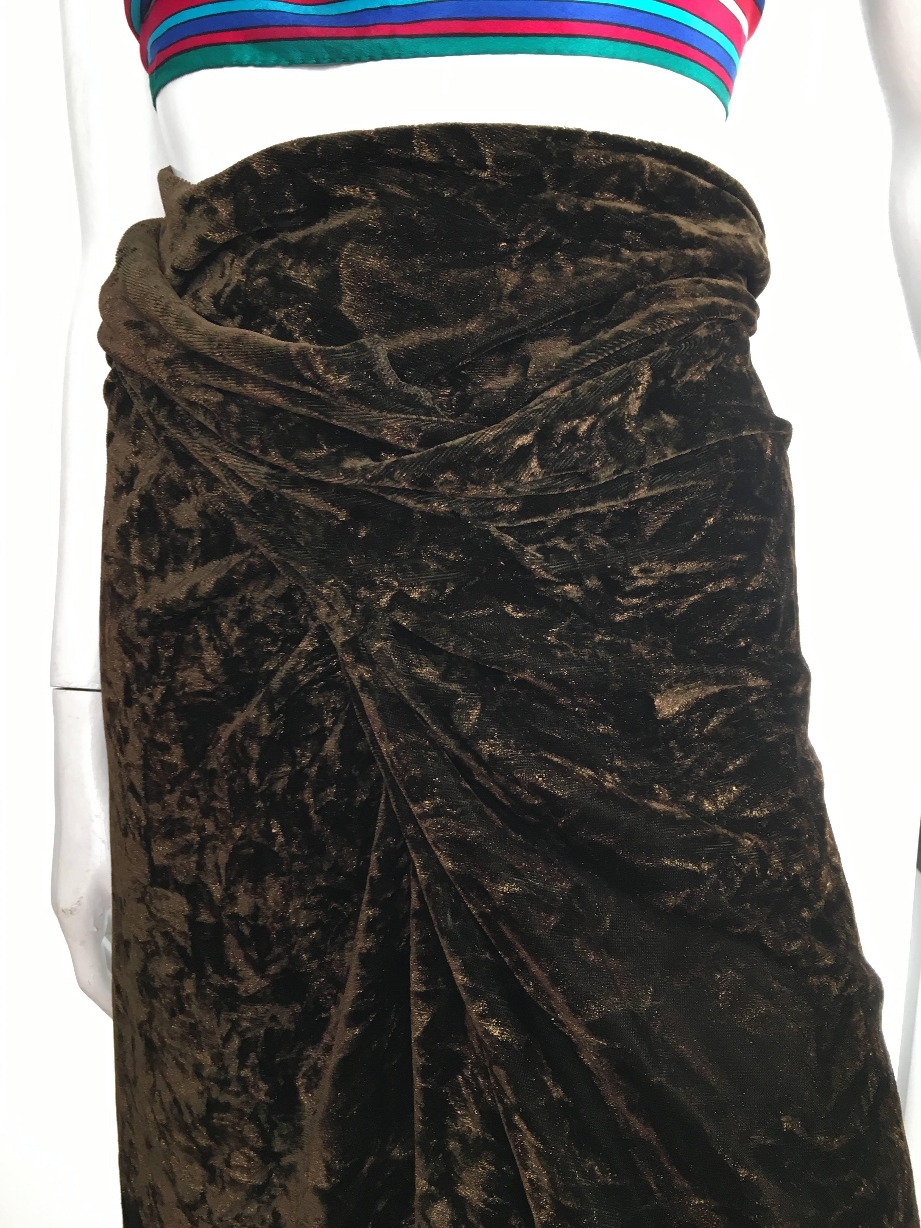 Romeo Gigli 1980s Brown Velvet Long Skirt Size 6. For Sale 7