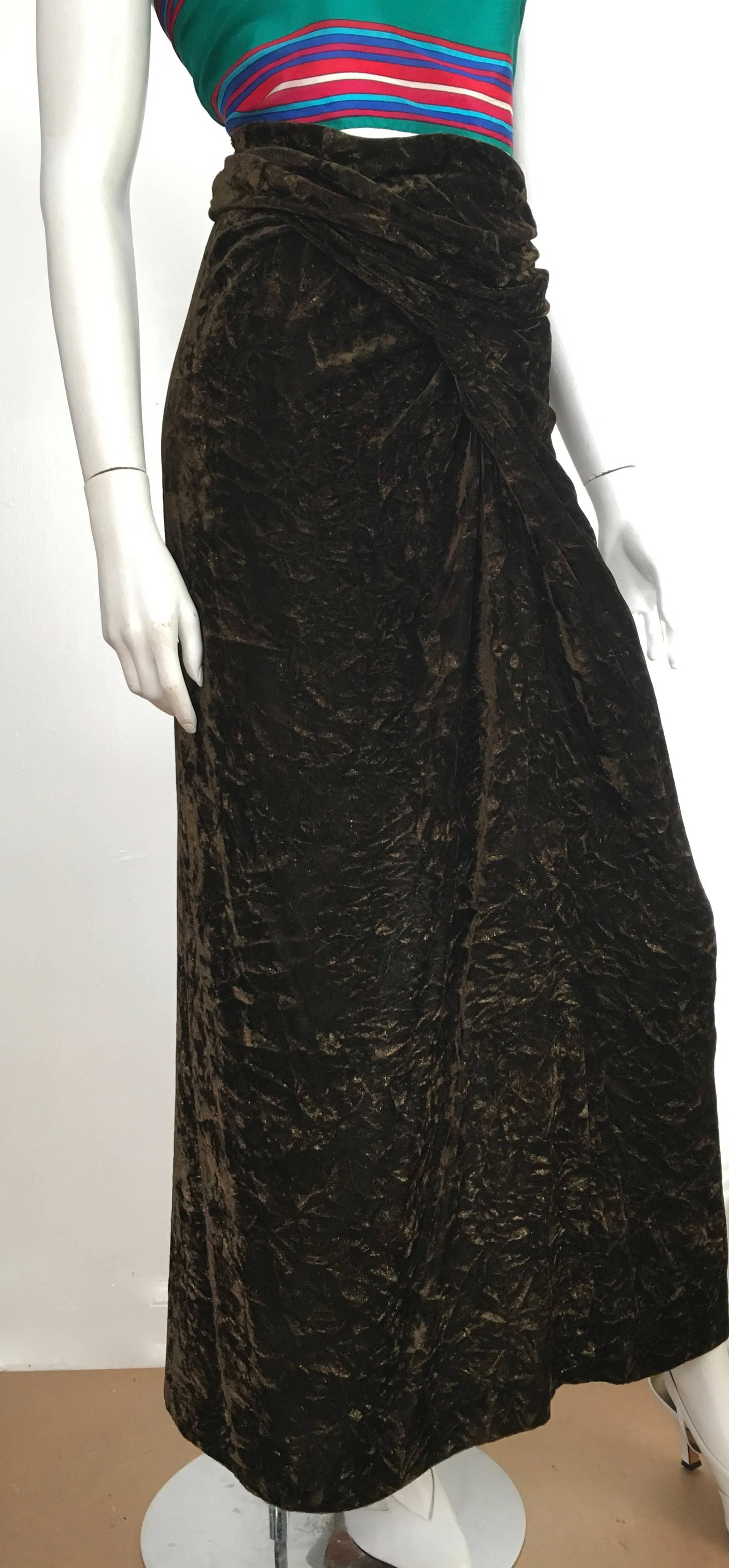 Black Romeo Gigli 1980s Brown Velvet Long Skirt Size 6. For Sale