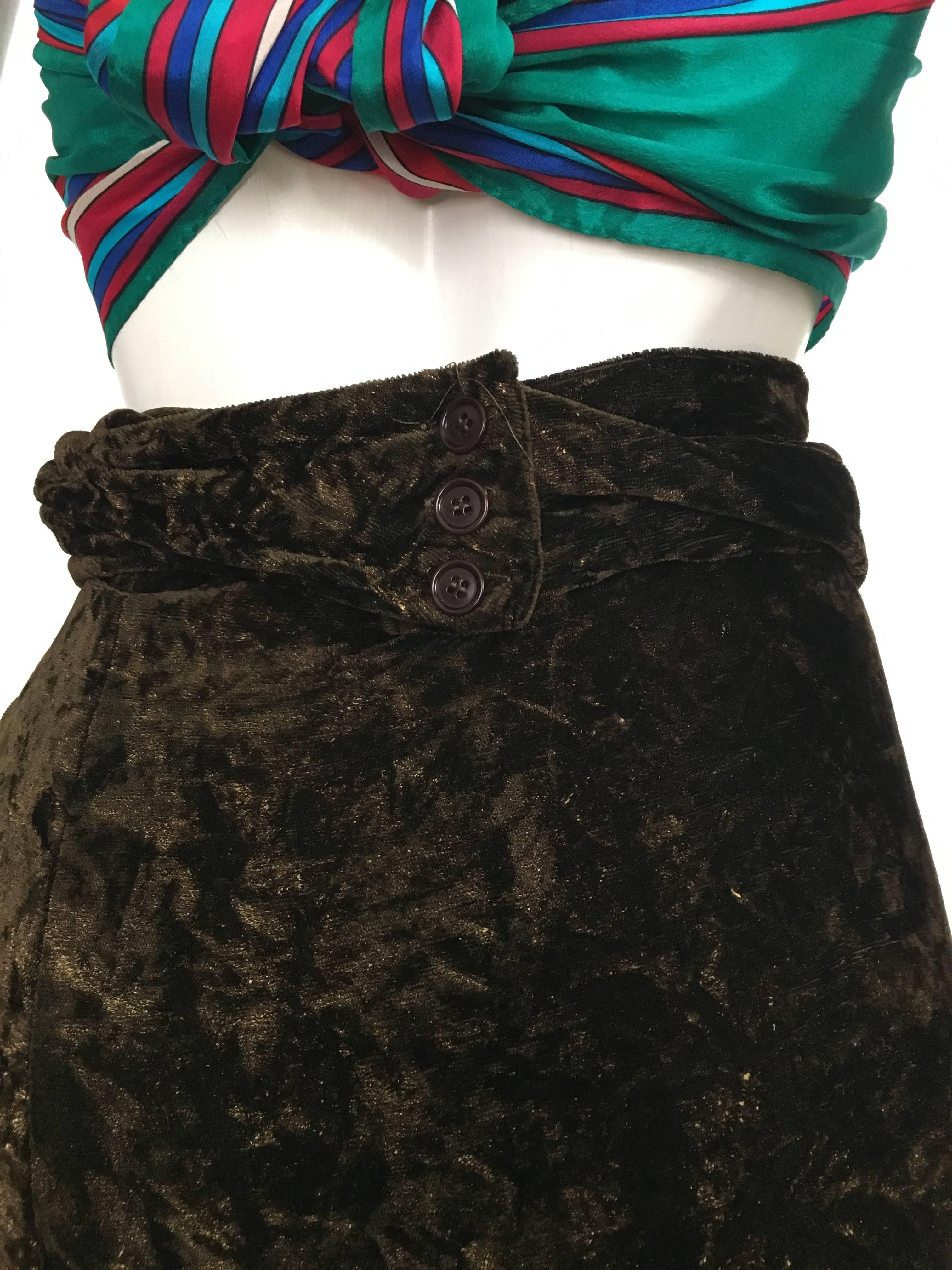 Romeo Gigli 1980s Brown Velvet Long Skirt Size 6. For Sale 2