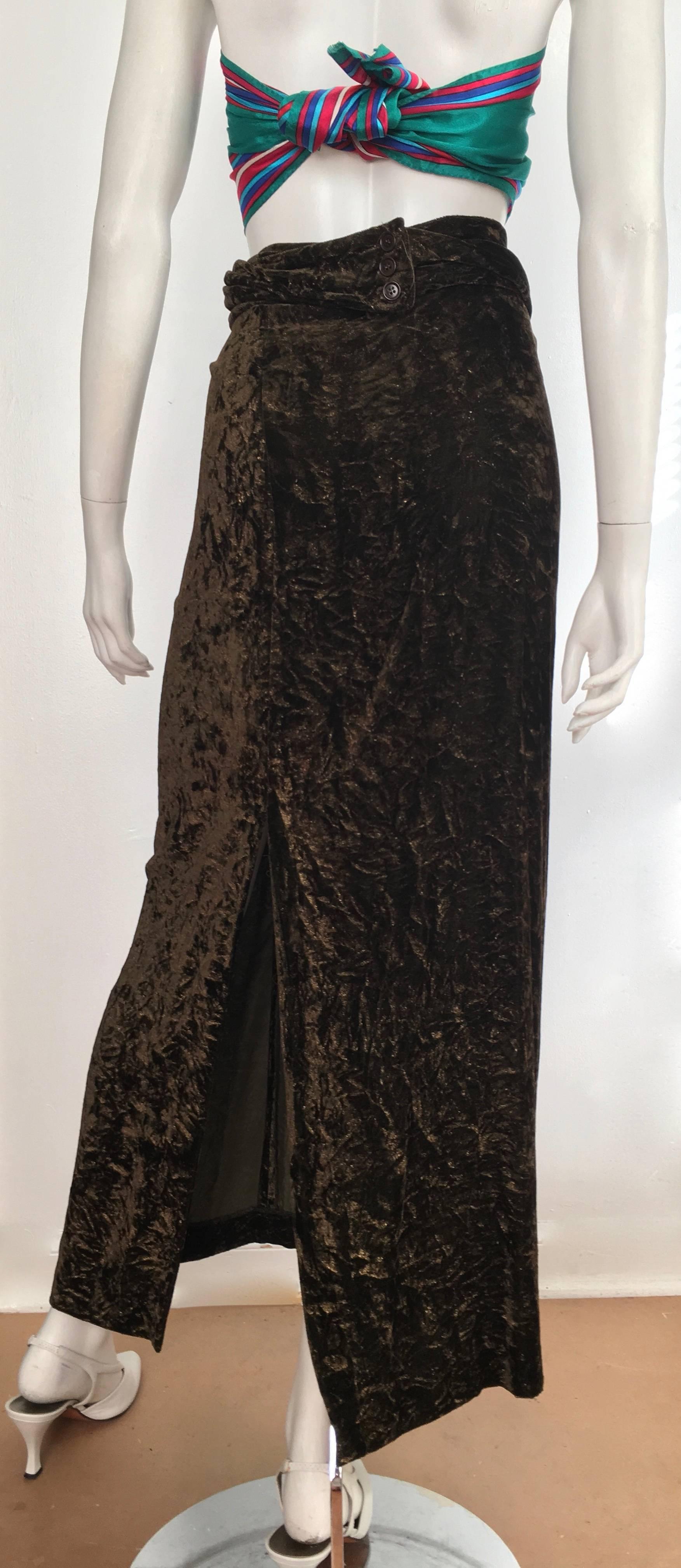 Romeo Gigli 1980s Brown Velvet Long Skirt Size 6. For Sale 4