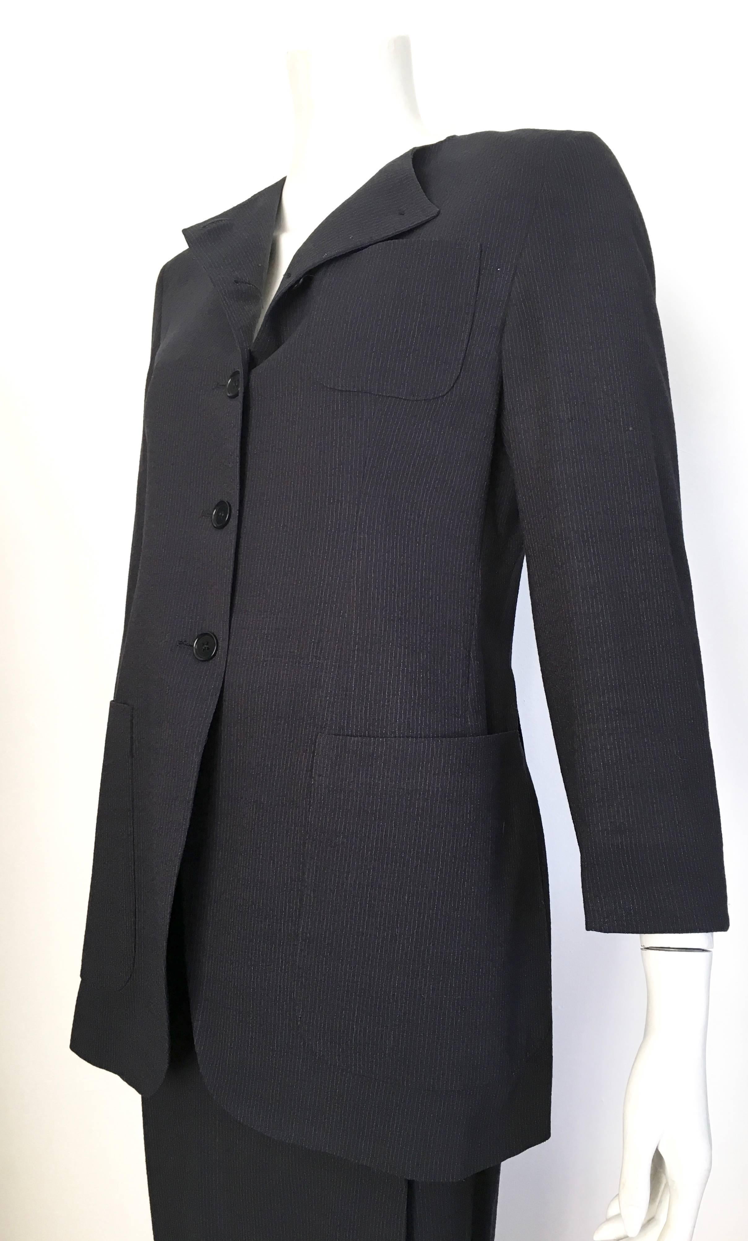 Romeo Gigli 1980s Wool Navy Jacket & Wrap Skirt Suit Size 6. For Sale 1