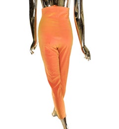 Romeo Gigli Pantalones de cintura alta naranja irisado años 90