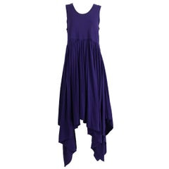 Romeo Gigli Aubergine Cotton Knit Asymmetrical Hem Dress