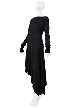 Romeo Gigli Black Asymmetrical Dress With Long Sleeves 1996