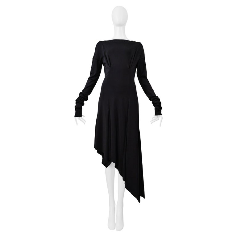 chinese dress ladies ASYMMETRICAL WRAP LONG DRESS in black  Marcia Wear