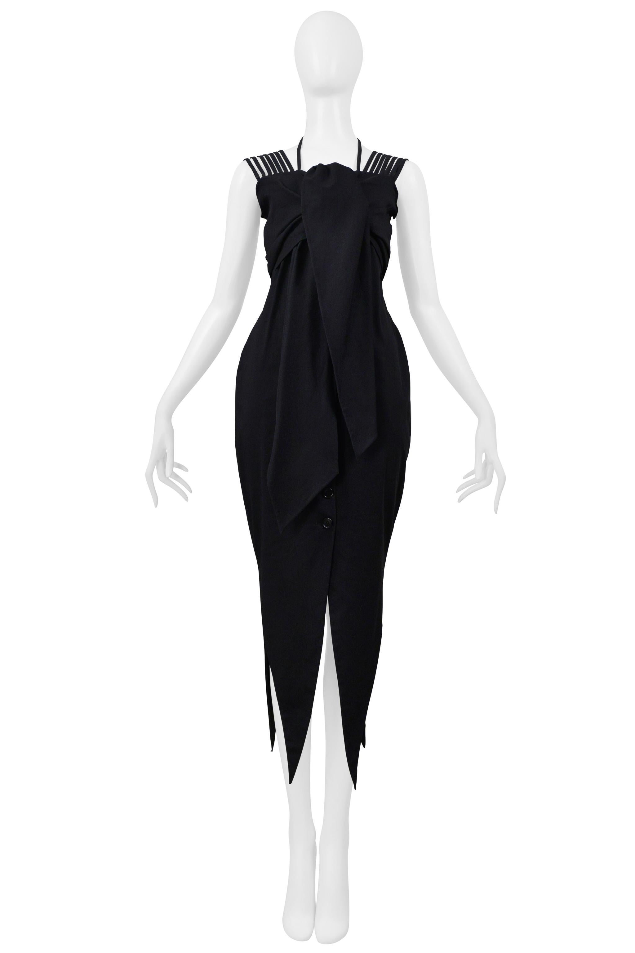 Women's Romeo Gigli Black Cold Dress Dress With Multiple Straps 1995 For Sale