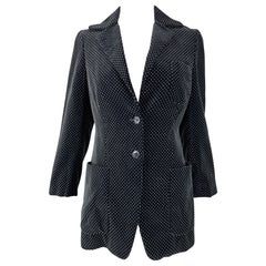 Romeo Gigli Black Dot Velvet Notched Lapel Patch Pocket Jacket Winter 97/98