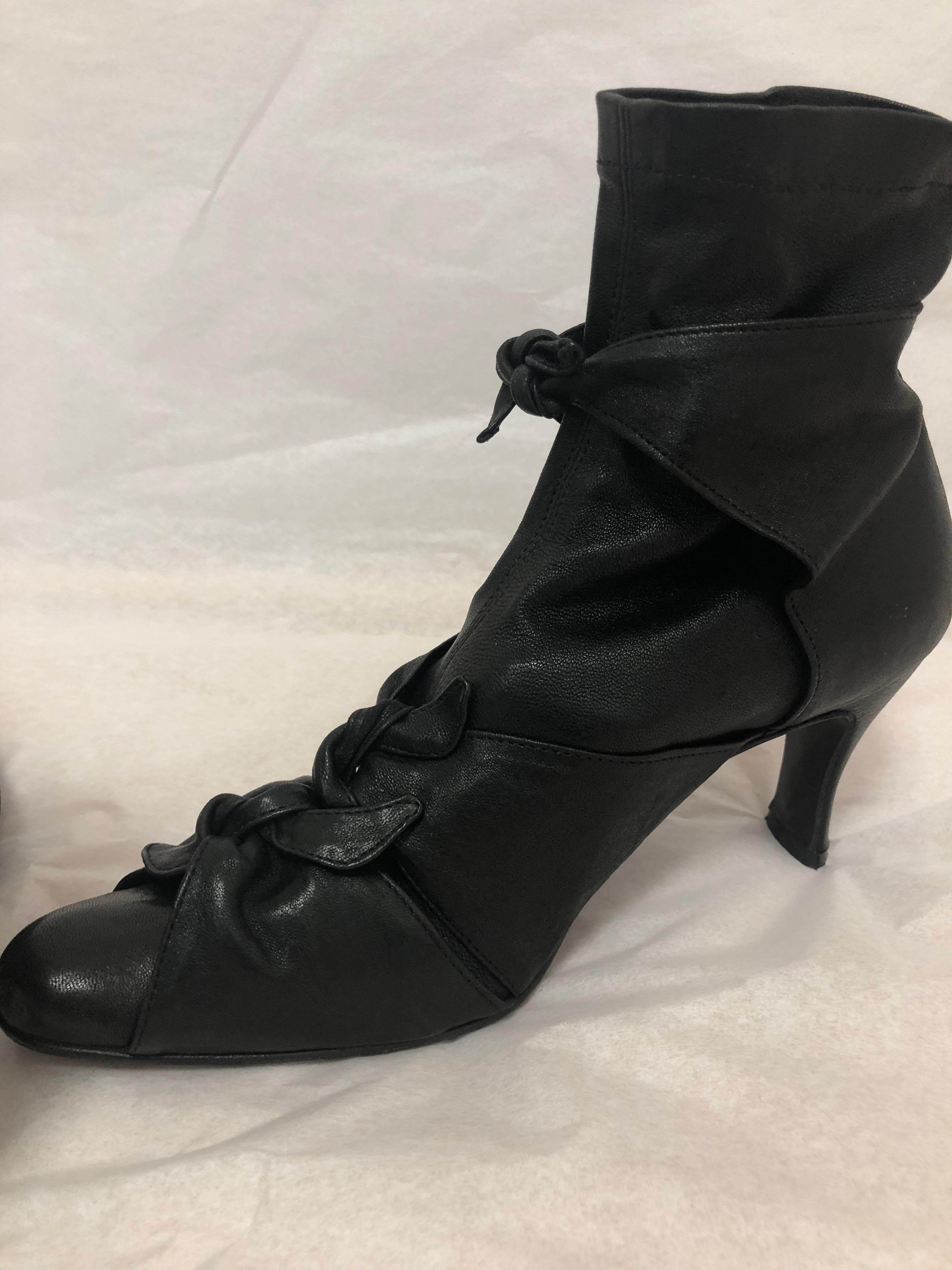 Buttery soft leather Gigli booties with three adjustable bow wraps. Absolutely gorgeous and in great condition. 2