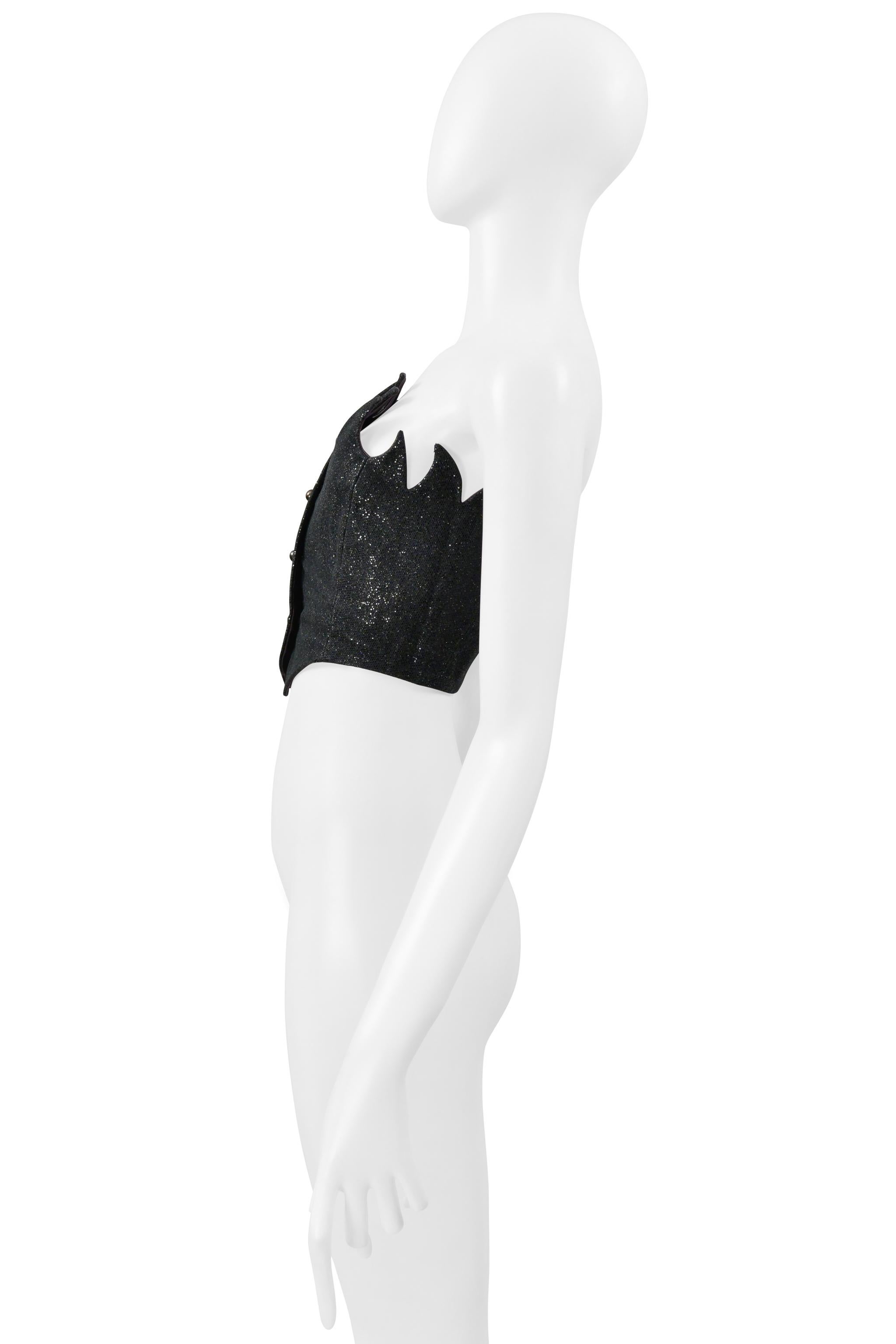 Romeo Gigli Black Metallic Flame Bustier 1992 In Excellent Condition For Sale In Los Angeles, CA