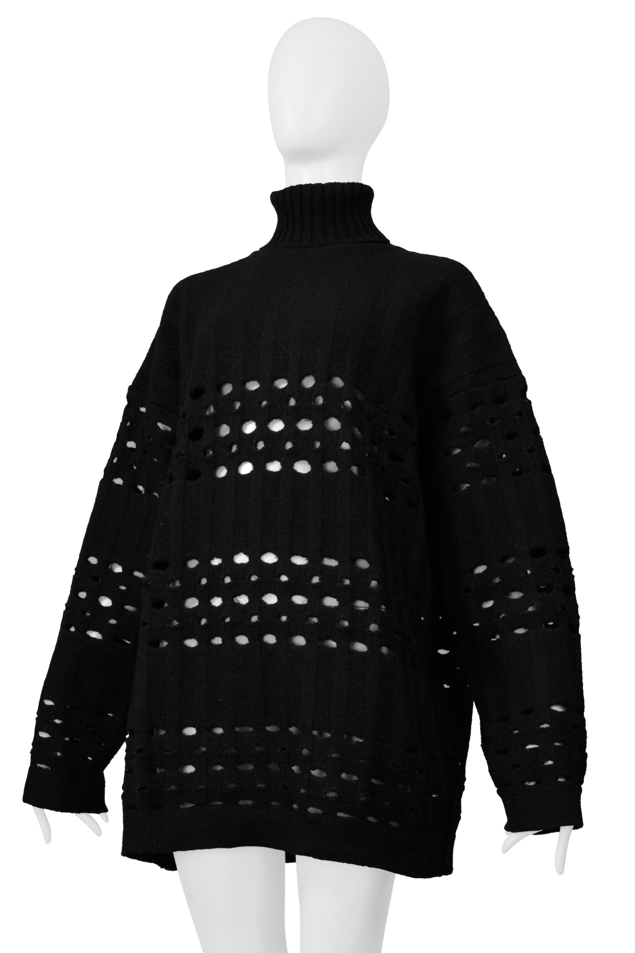 Romeo Gigli Jersey Láser Sobredimensionado Negro Con Cuello Alto 1996 en Bueno estado para la venta en Los Angeles, CA