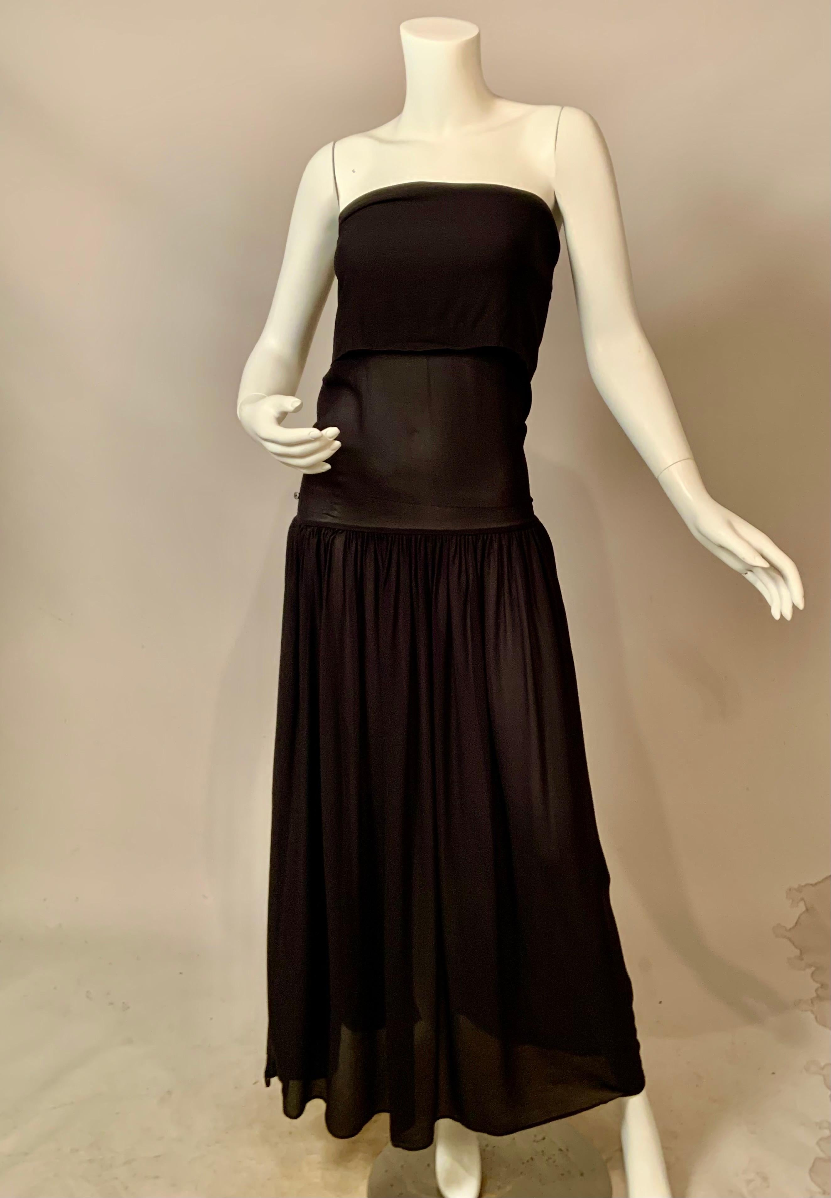 Romeo Gigli Schwarzes Seiden-Chiffon-Kleid oder -Rock im Angebot 9