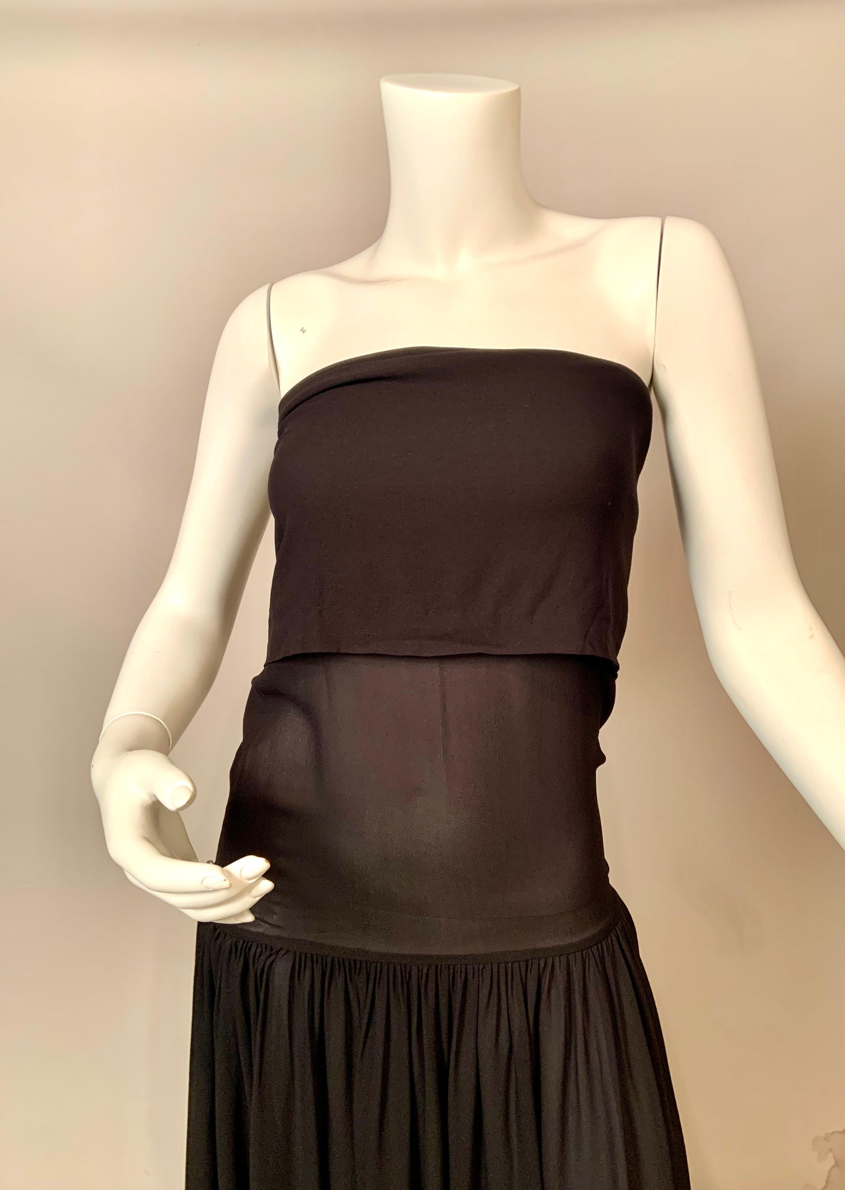 Romeo Gigli Schwarzes Seiden-Chiffon-Kleid oder -Rock im Angebot 1