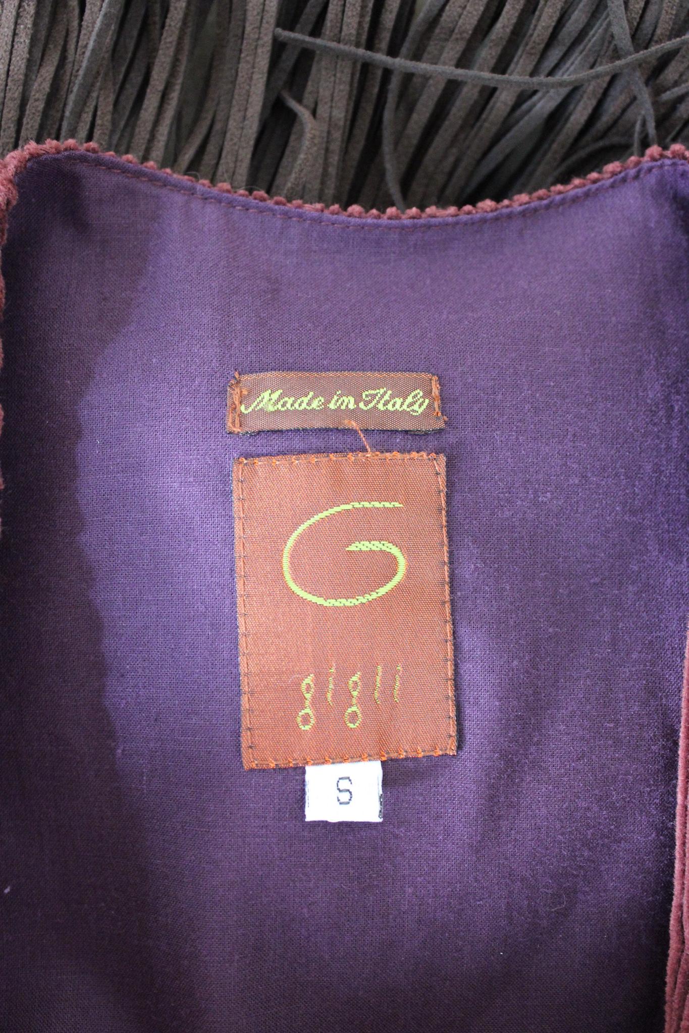 Romeo Gigli Burgundy Velvet Vintage Fringes Vest 2