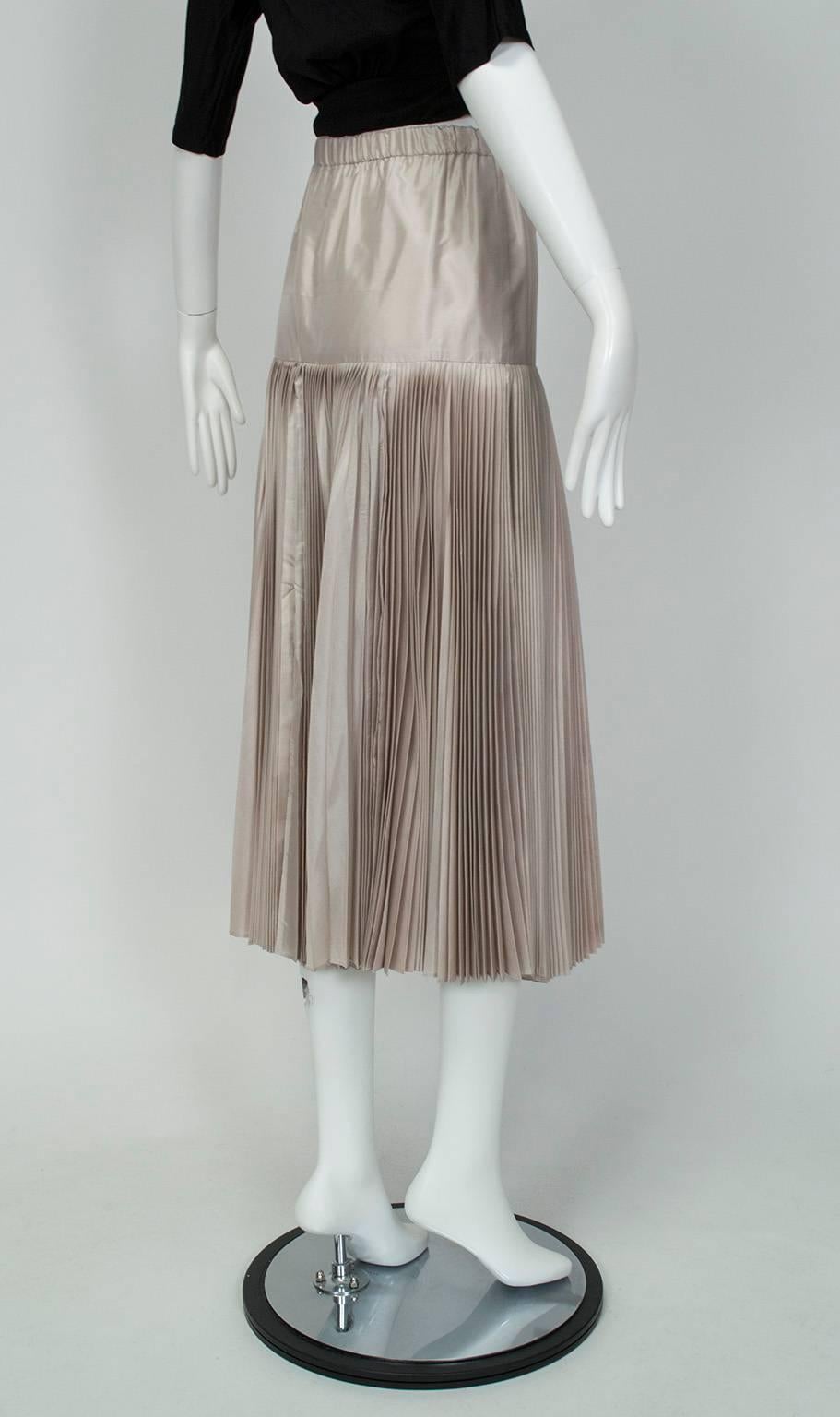 Gray Romeo Gigli Silk Origami Midi Skirt, 1990s