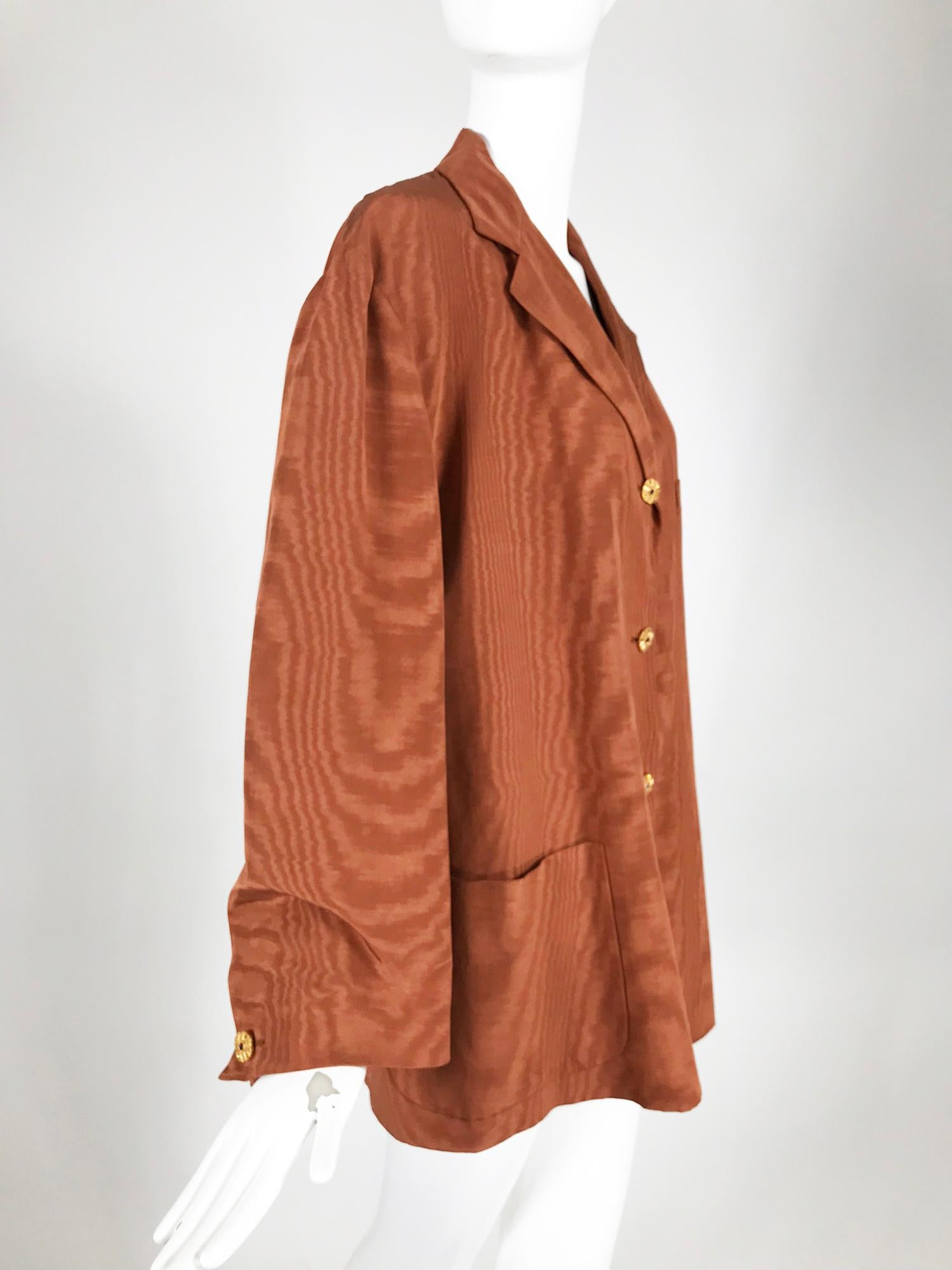 Romeo Gigli Cocoa Brown Watered Taffeta Jacket 1980s In Excellent Condition In West Palm Beach, FL