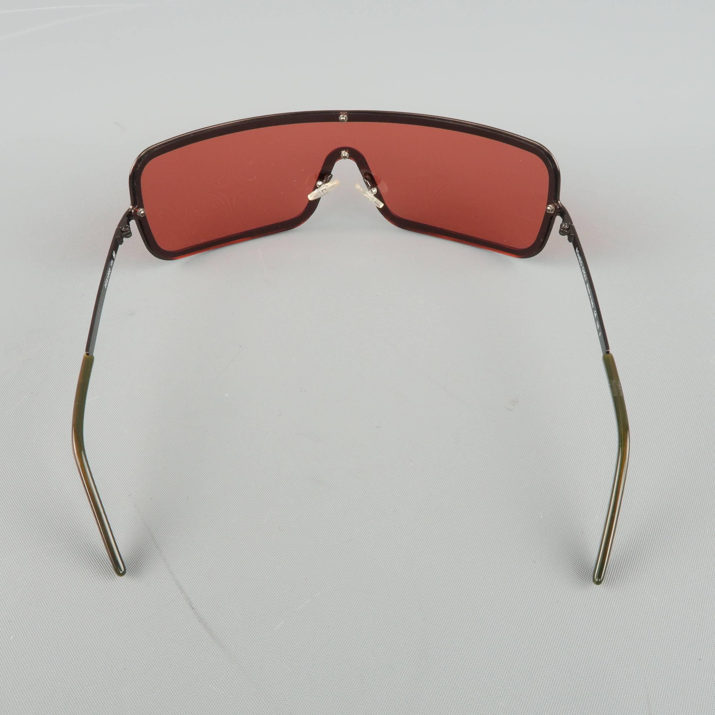 Brown ROMEO GIGLI Copper Red Lense Sheild Sunglasses