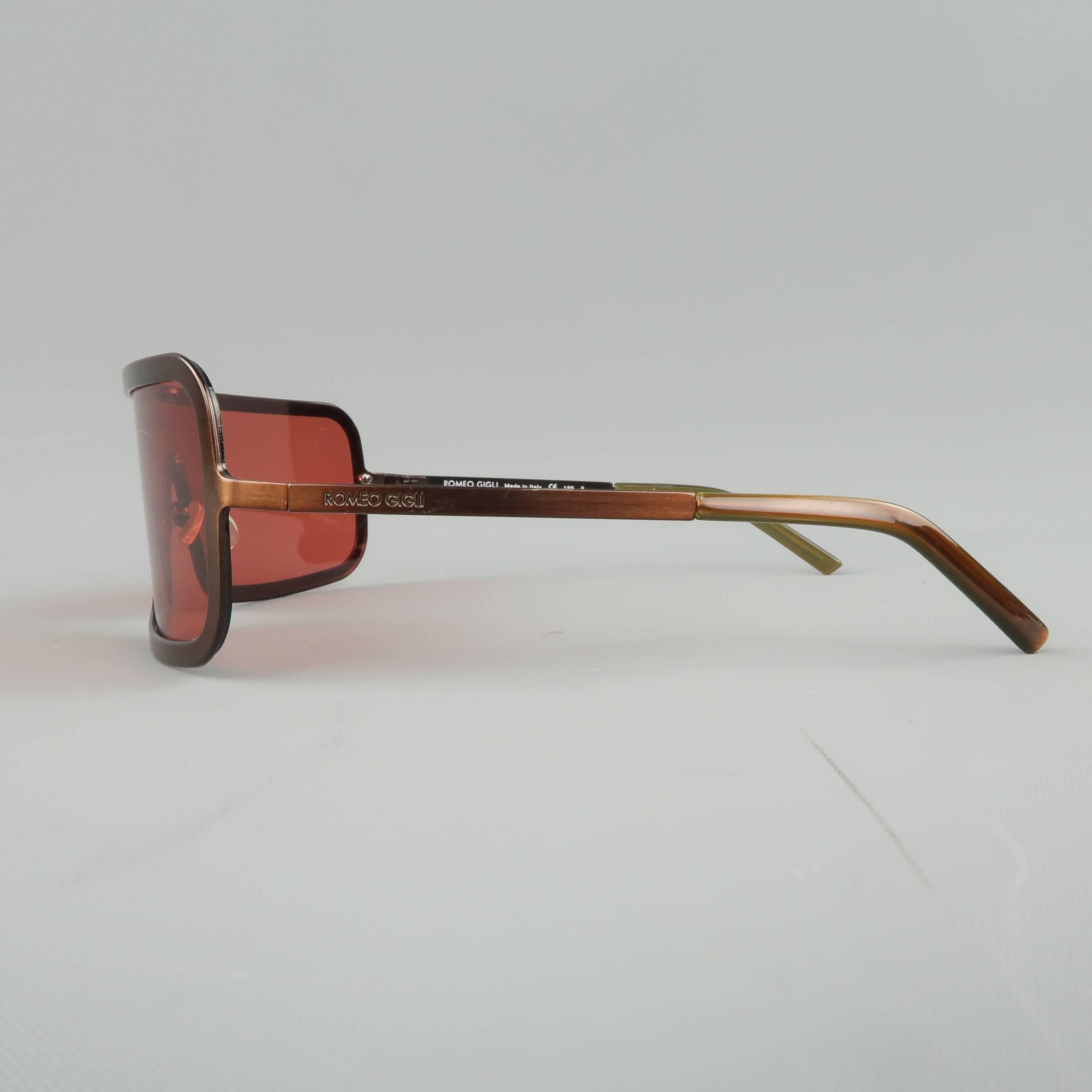 ROMEO GIGLI Copper Red Lense Sheild Sunglasses In Good Condition In San Francisco, CA