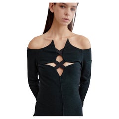 Romeo Gigli F/W 1991 runway cut-out strappy neckline stretch knit dress