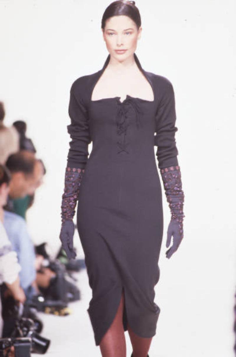 Romeo Gigli F/W 1991 runway cut-out strappy neckline stretch knit dress For Sale 1