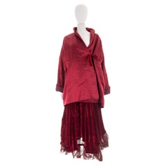 Romeo Gigli F/W 2000 silk wrap coat with multi-layered fishnet and velvet skirt