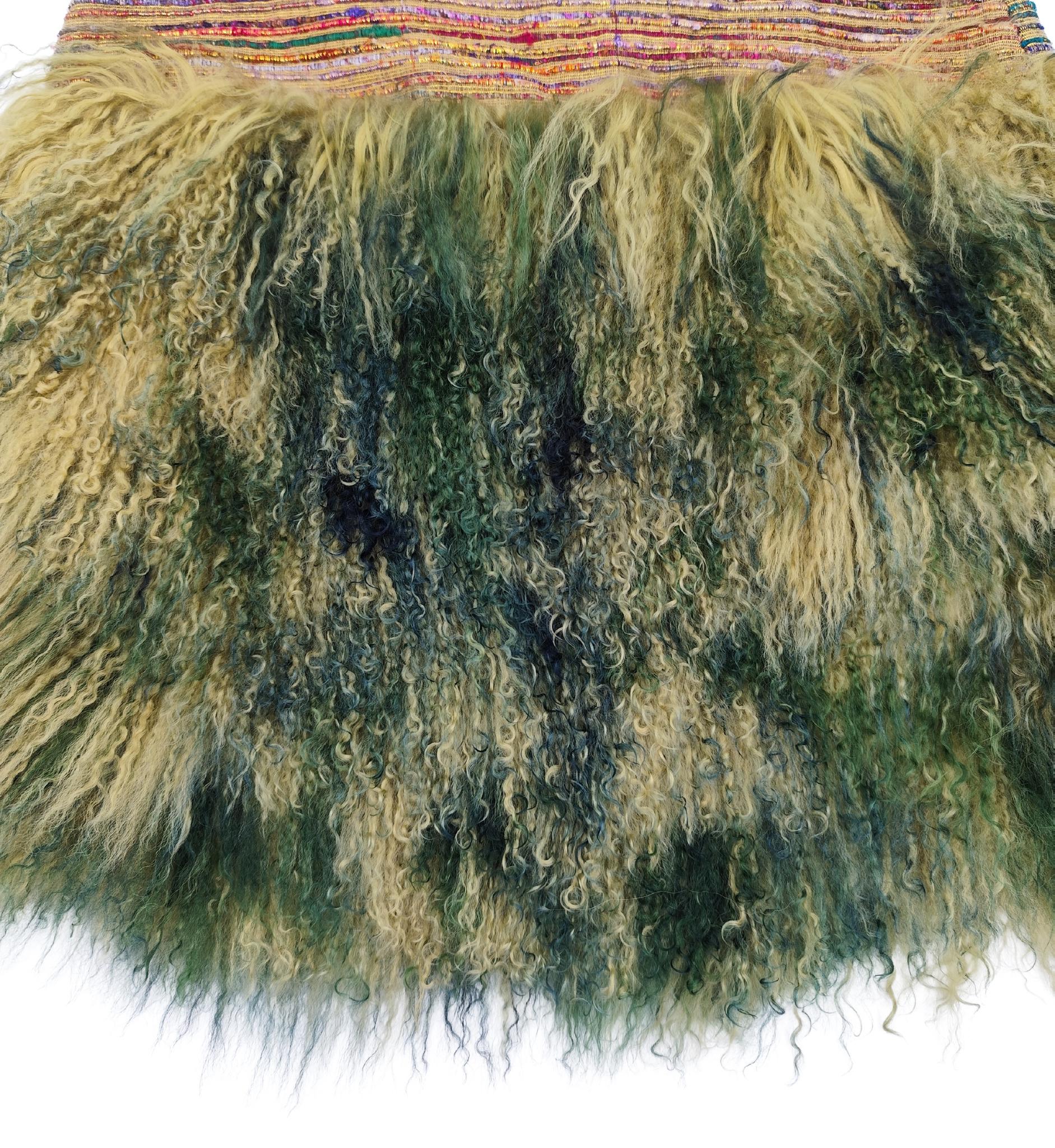 Romeo Gigli F/W 2001 multicolor Mongolian fur skirt 1